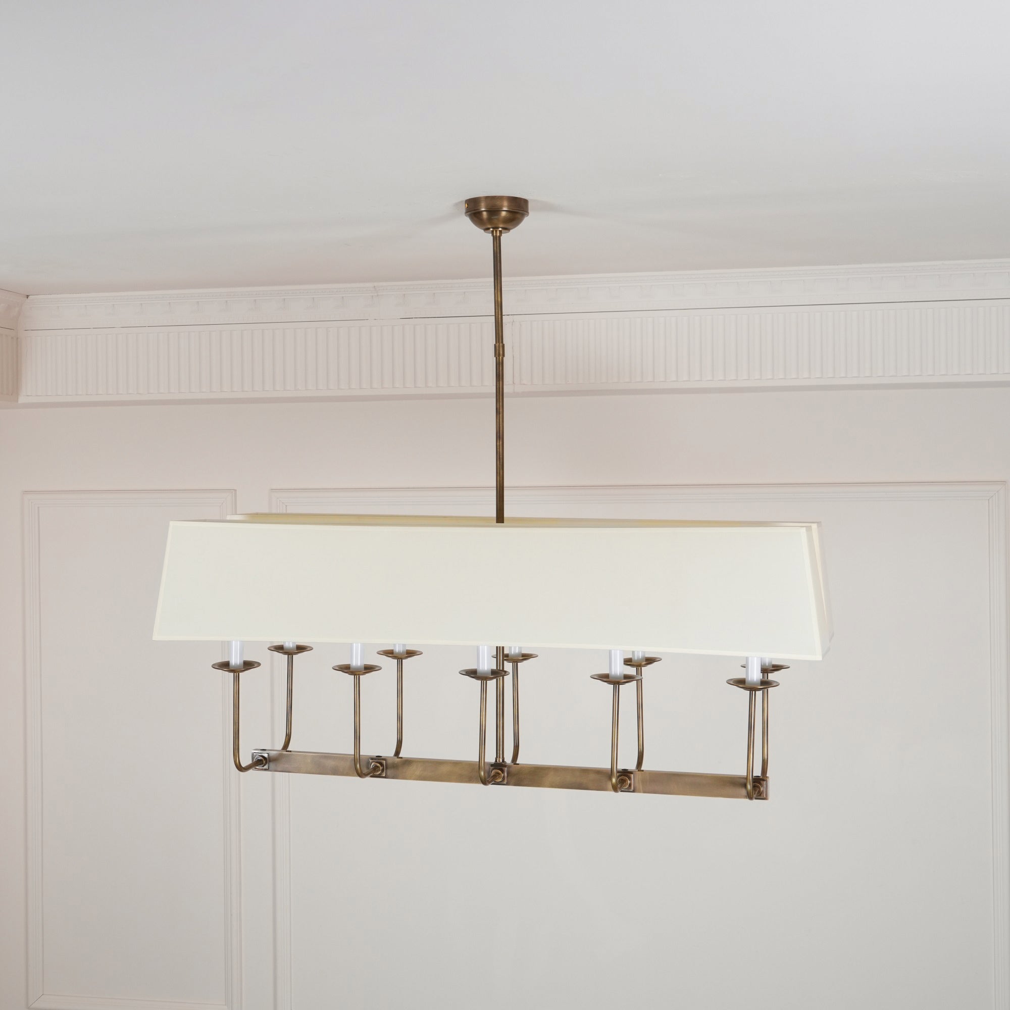 Beacon Modern Minimalist Linear Brass Fabric Chandelier - Letslighting