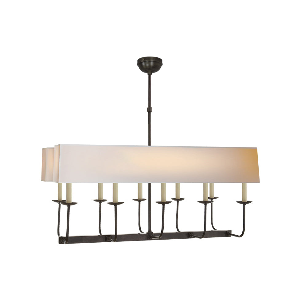 Beacon Modern Minimalist Linear Brass Fabric Chandelier - Letslighting