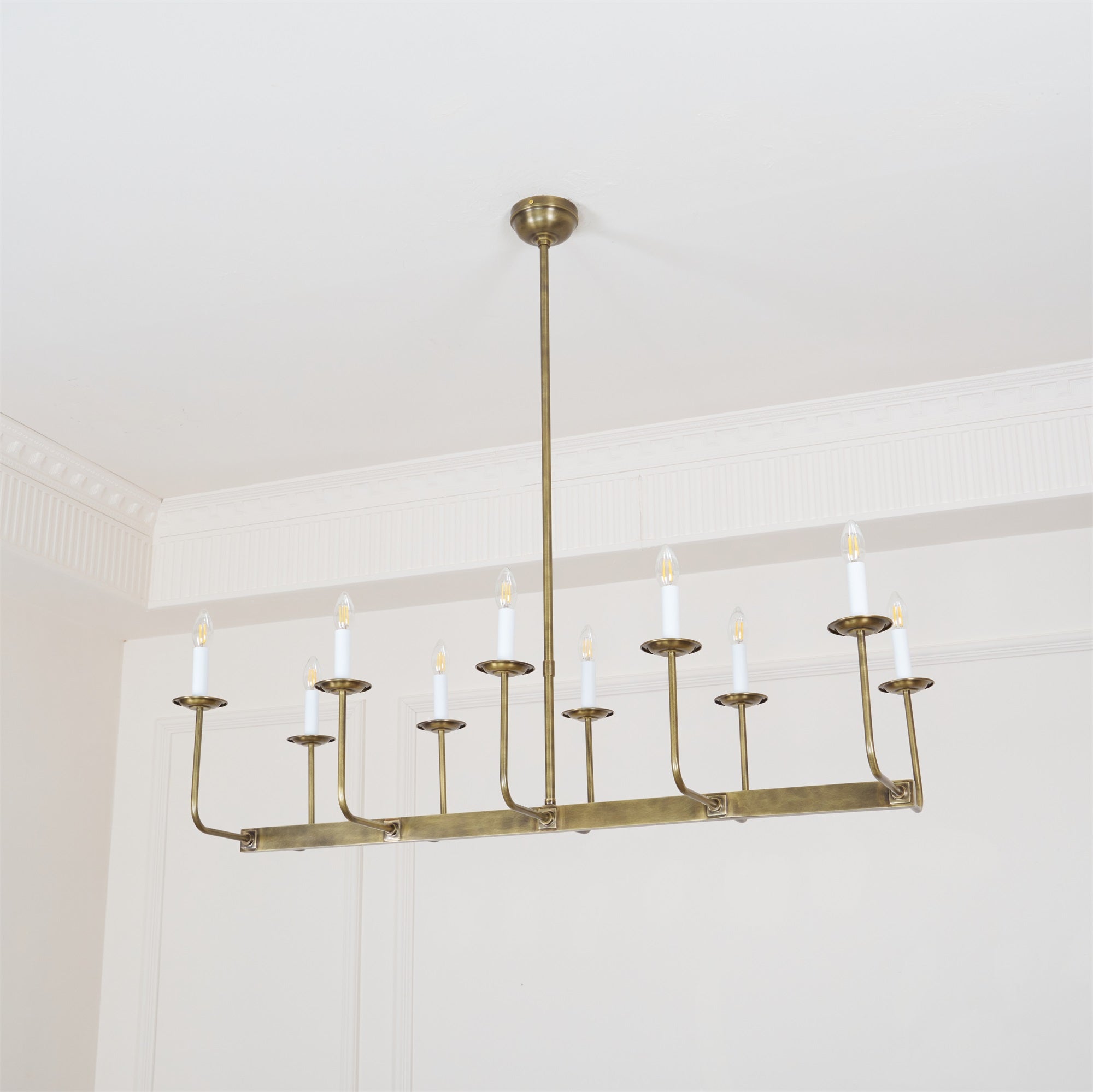 Beacon Modern Minimalist Linear Brass Fabric Chandelier - Letslighting