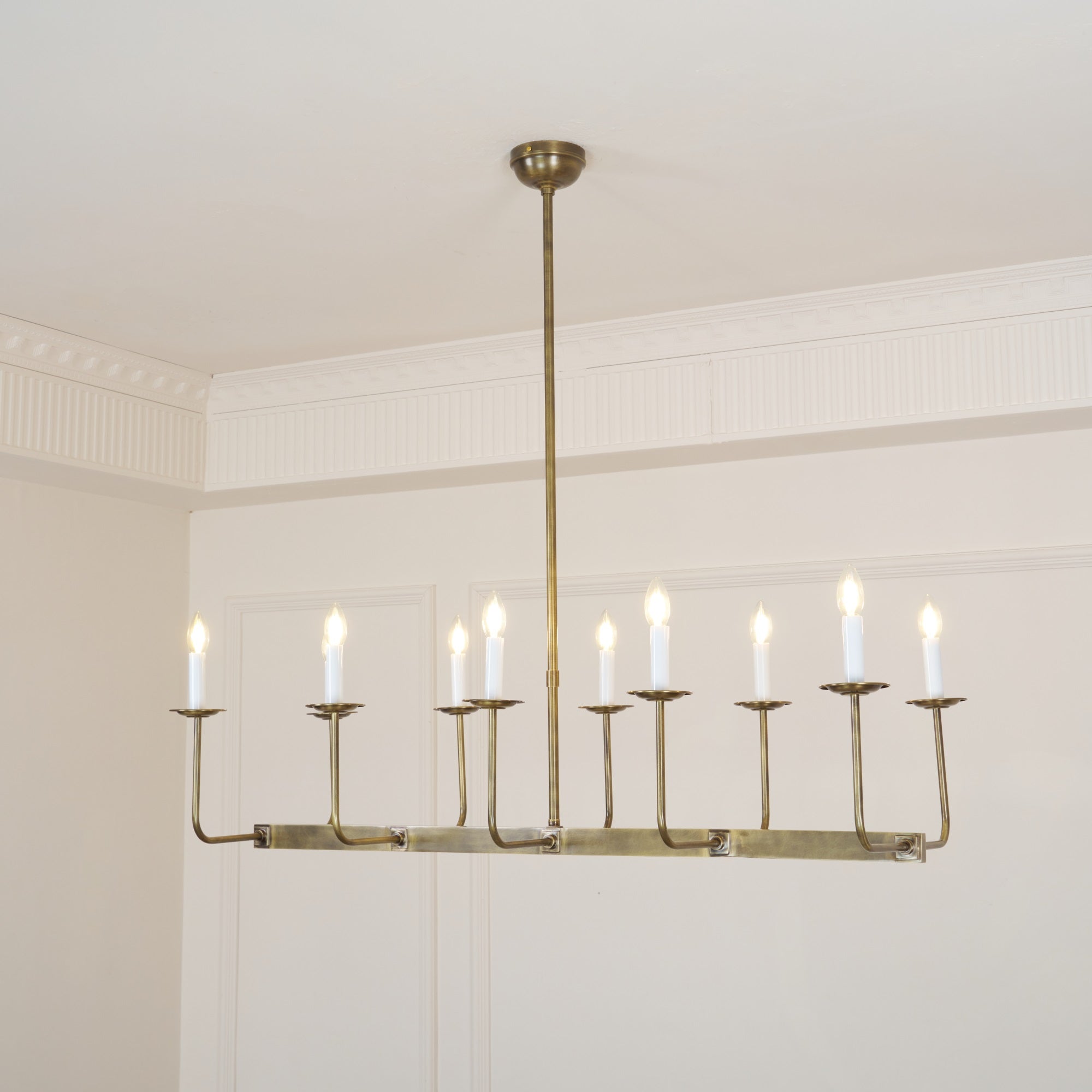 Beacon Modern Minimalist Linear Brass Fabric Chandelier - Letslighting