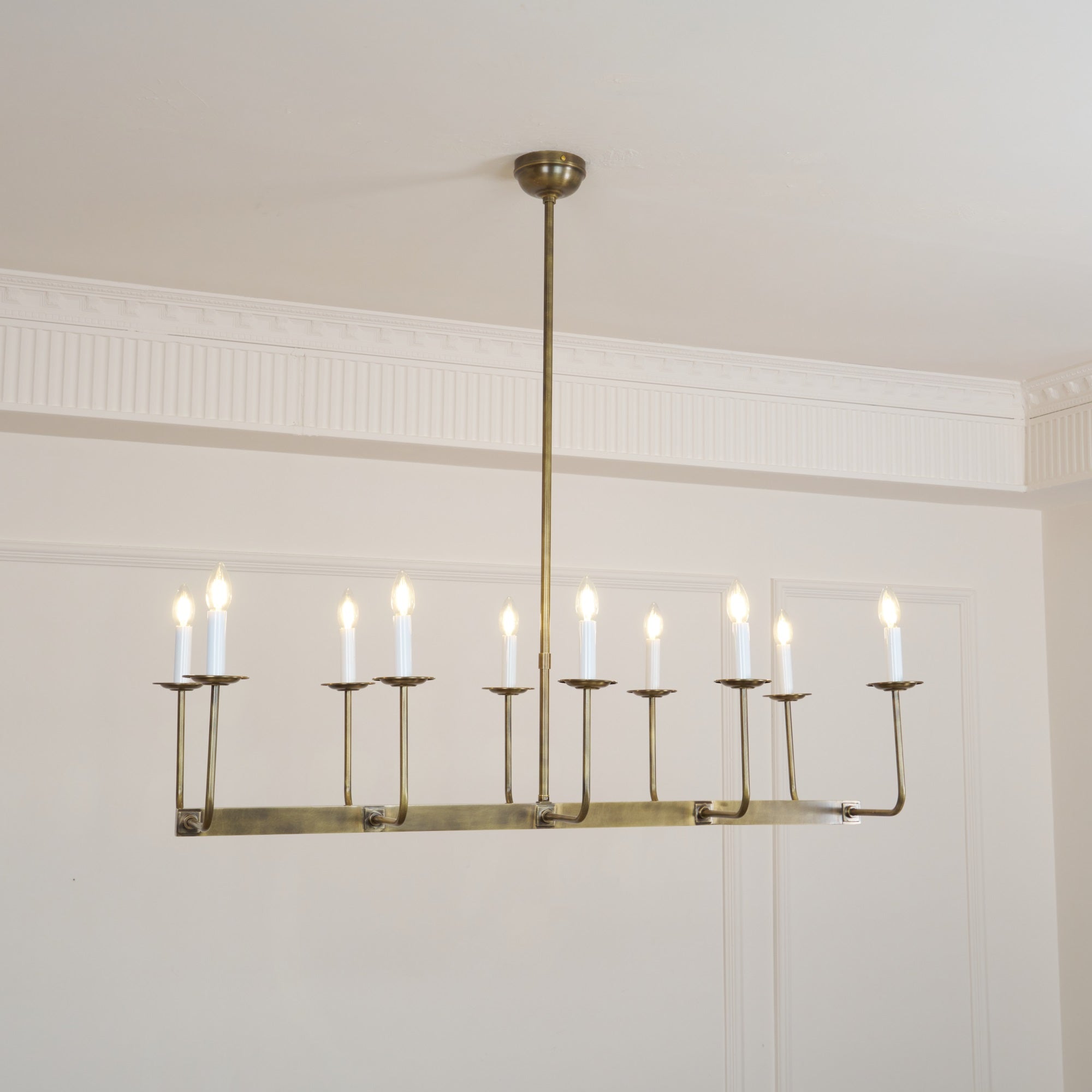 Beacon Modern Minimalist Linear Brass Fabric Chandelier - Letslighting