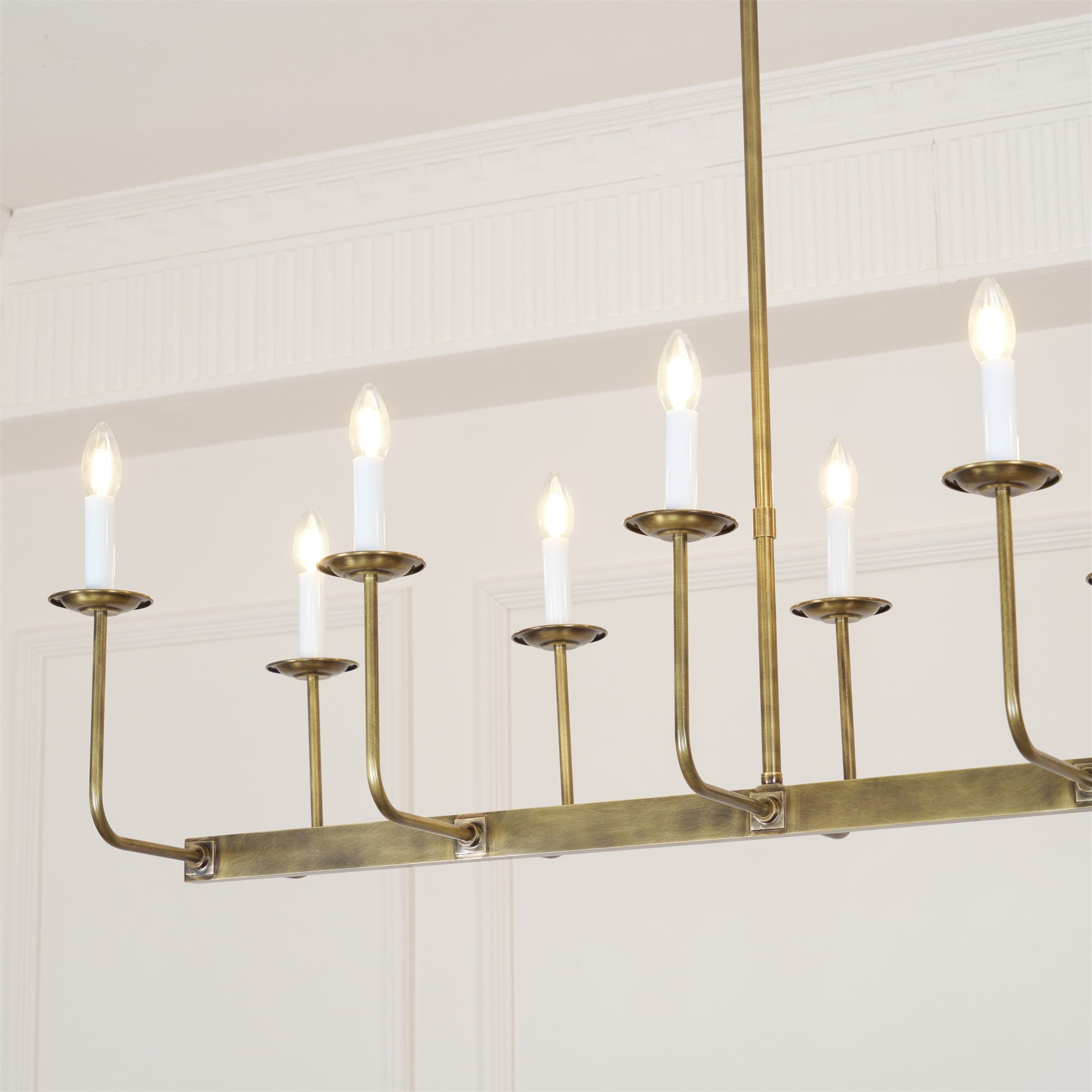 Beacon Modern Minimalist Linear Brass Fabric Chandelier - Letslighting