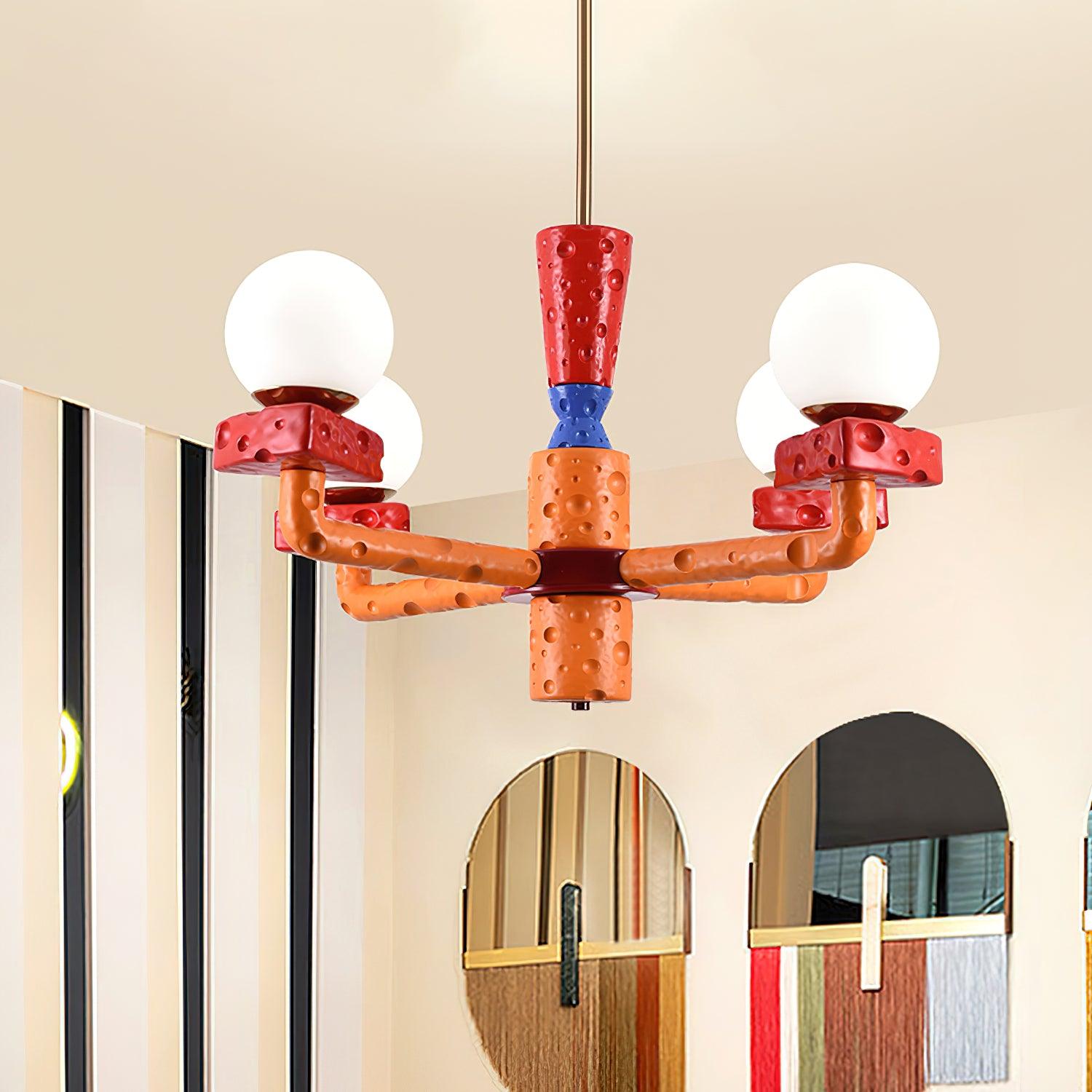 Cheese Chandelier Colorful Playful - Letslighting