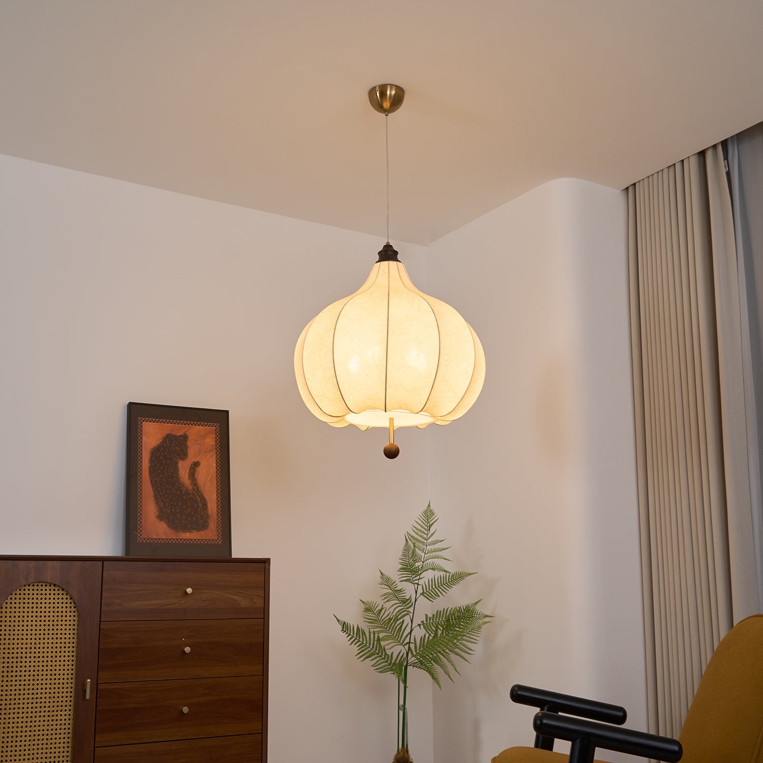 Orbitio Fabric Wood Pendant Light - Letslighting