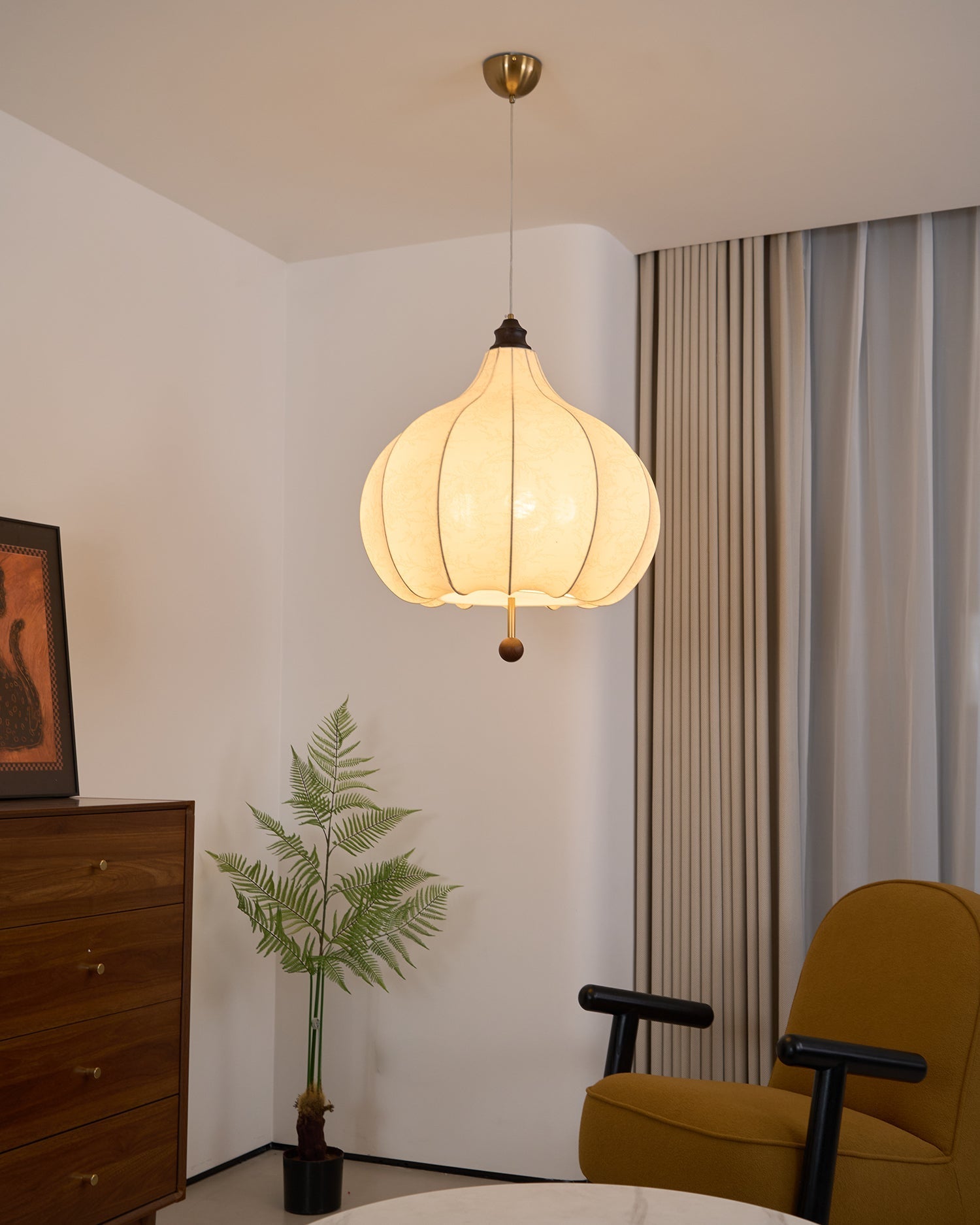 Orbitio Fabric Wood Pendant Light - Letslighting