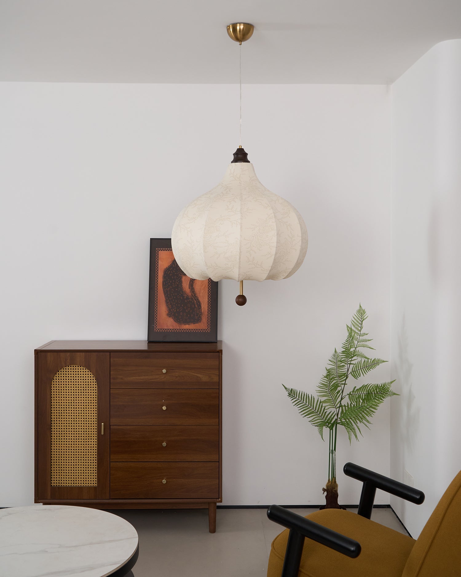 Orbitio Fabric Wood Pendant Light - Letslighting