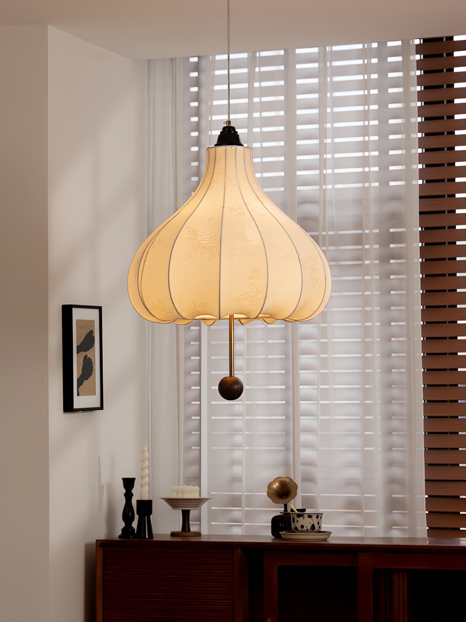 Orbitio Fabric Wood Pendant Light - Letslighting