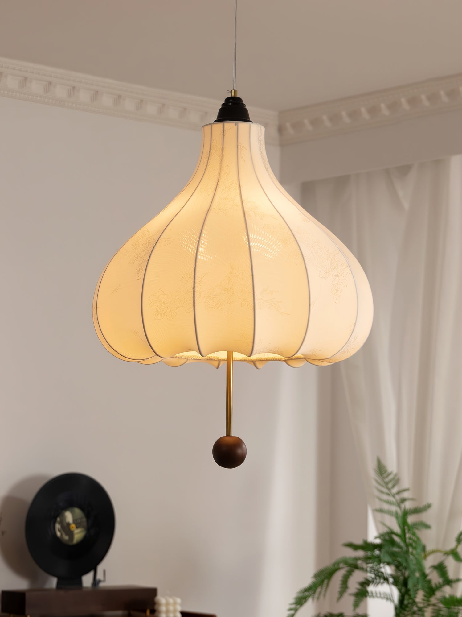 Orbitio Fabric Wood Pendant Light - Letslighting