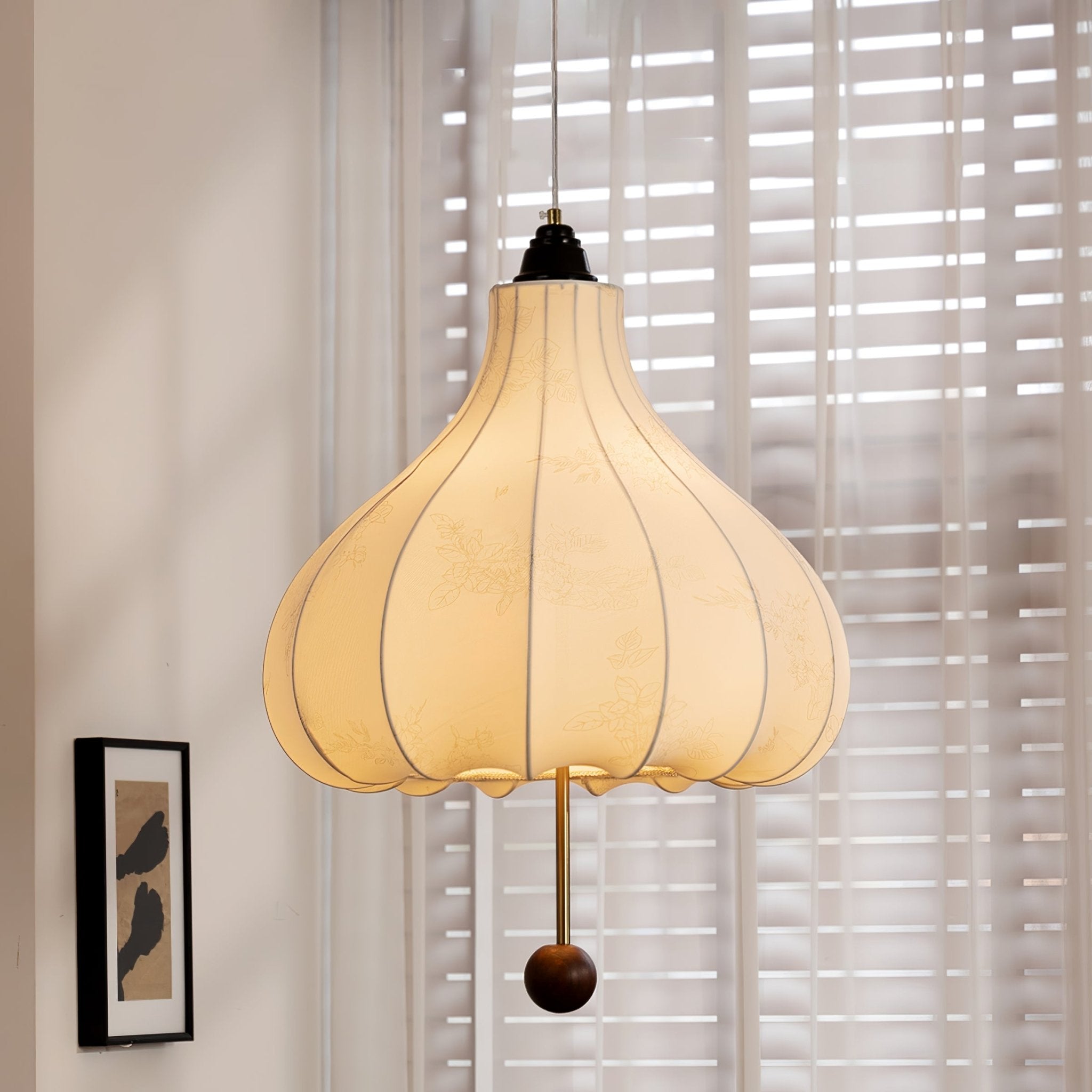 Orbitio Fabric Wood Pendant Light - Letslighting
