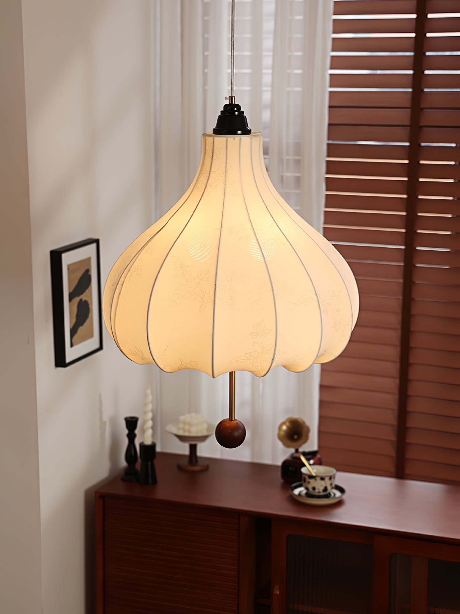 Orbitio Fabric Wood Pendant Light - Letslighting