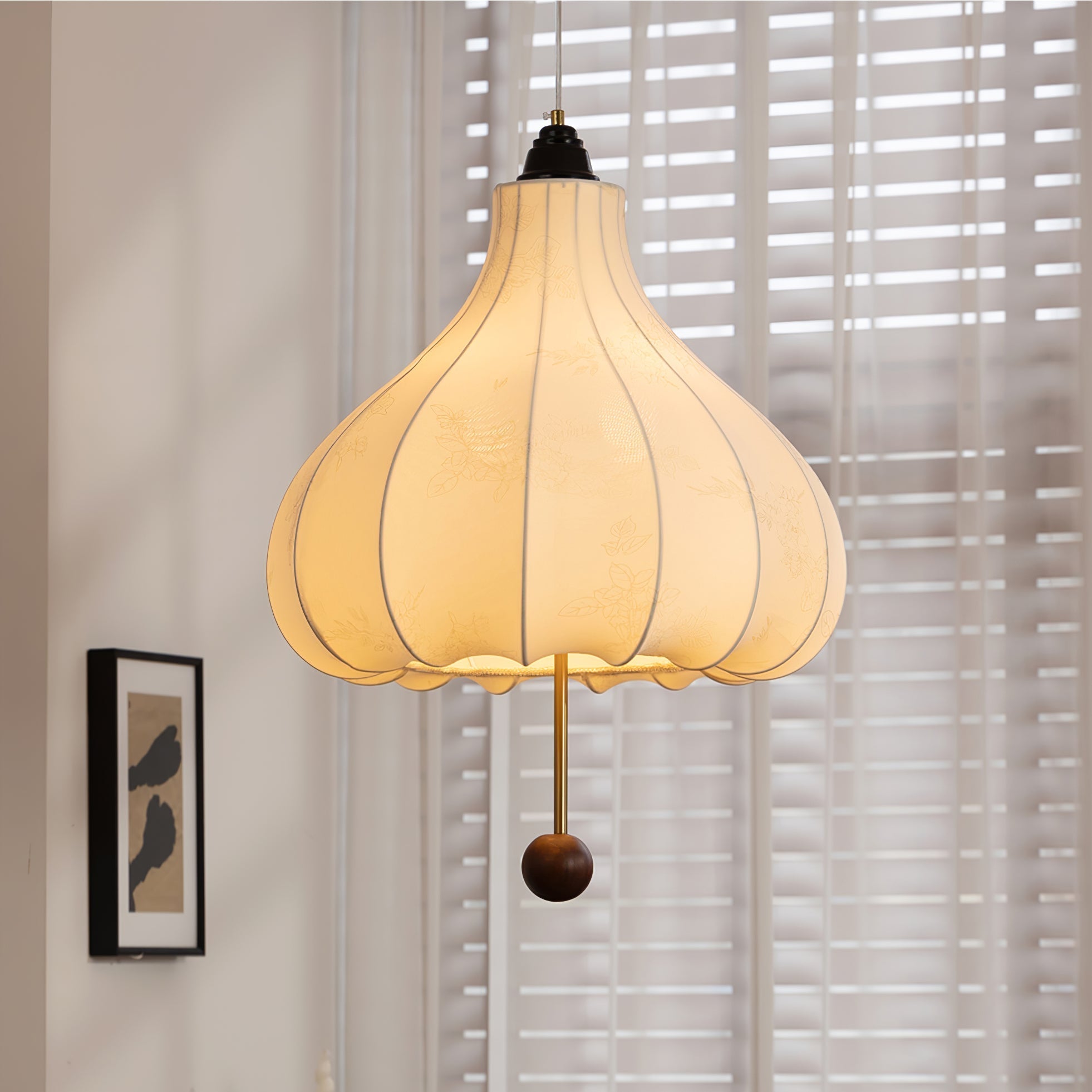 Orbitio Fabric Wood Pendant Light - Letslighting