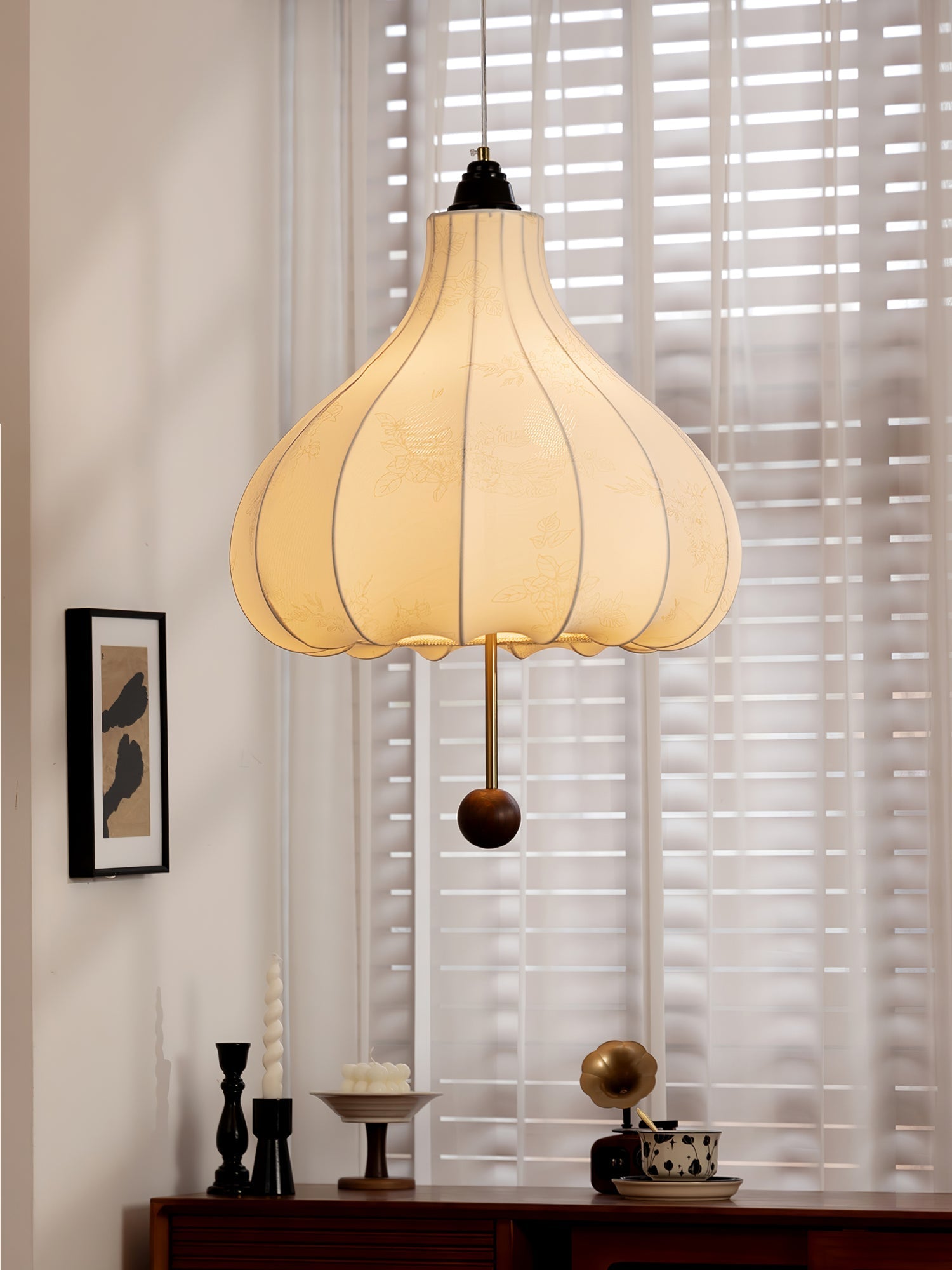 Orbitio Fabric Wood Pendant Light - Letslighting