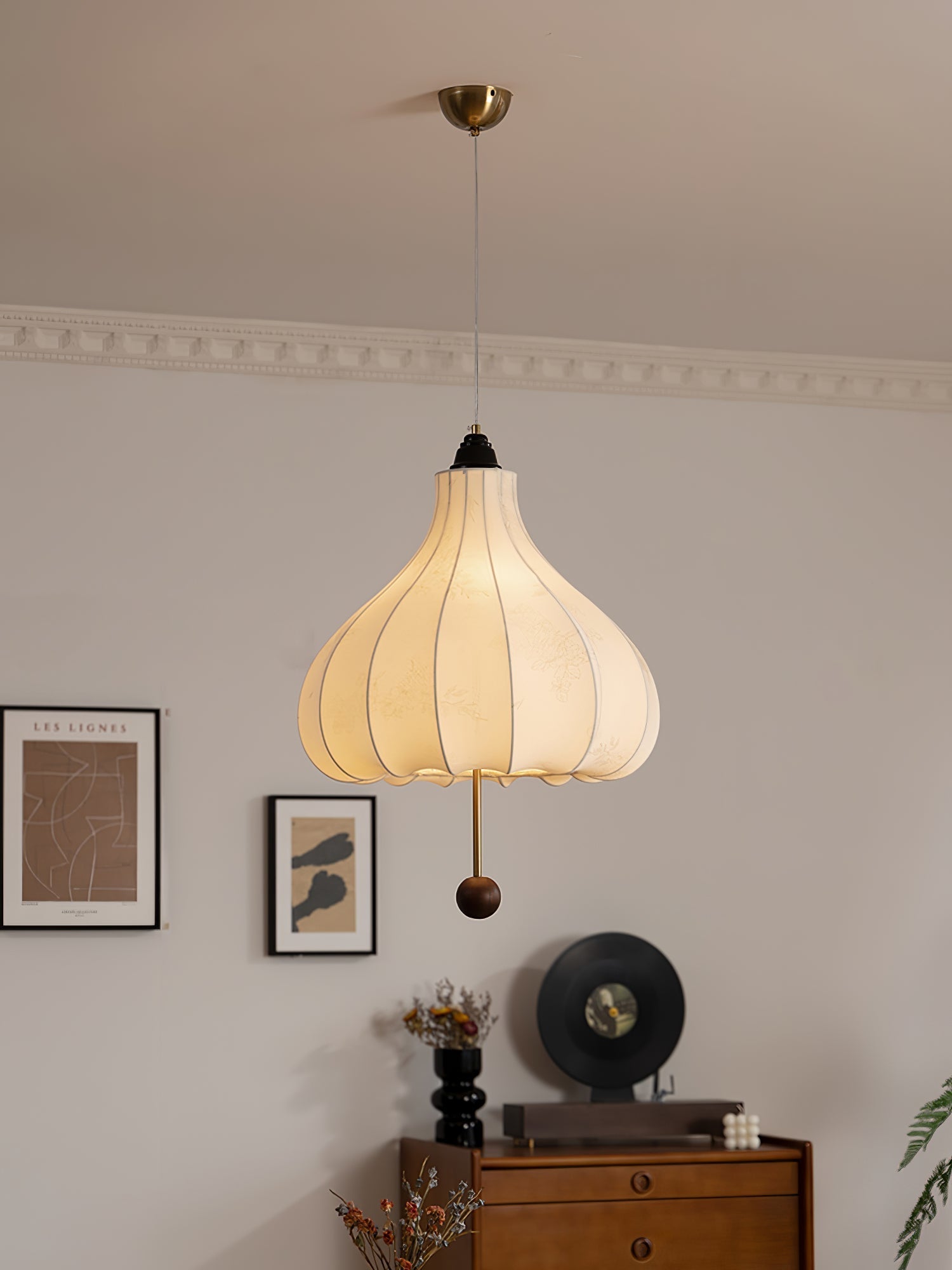 Orbitio Fabric Wood Pendant Light - Letslighting