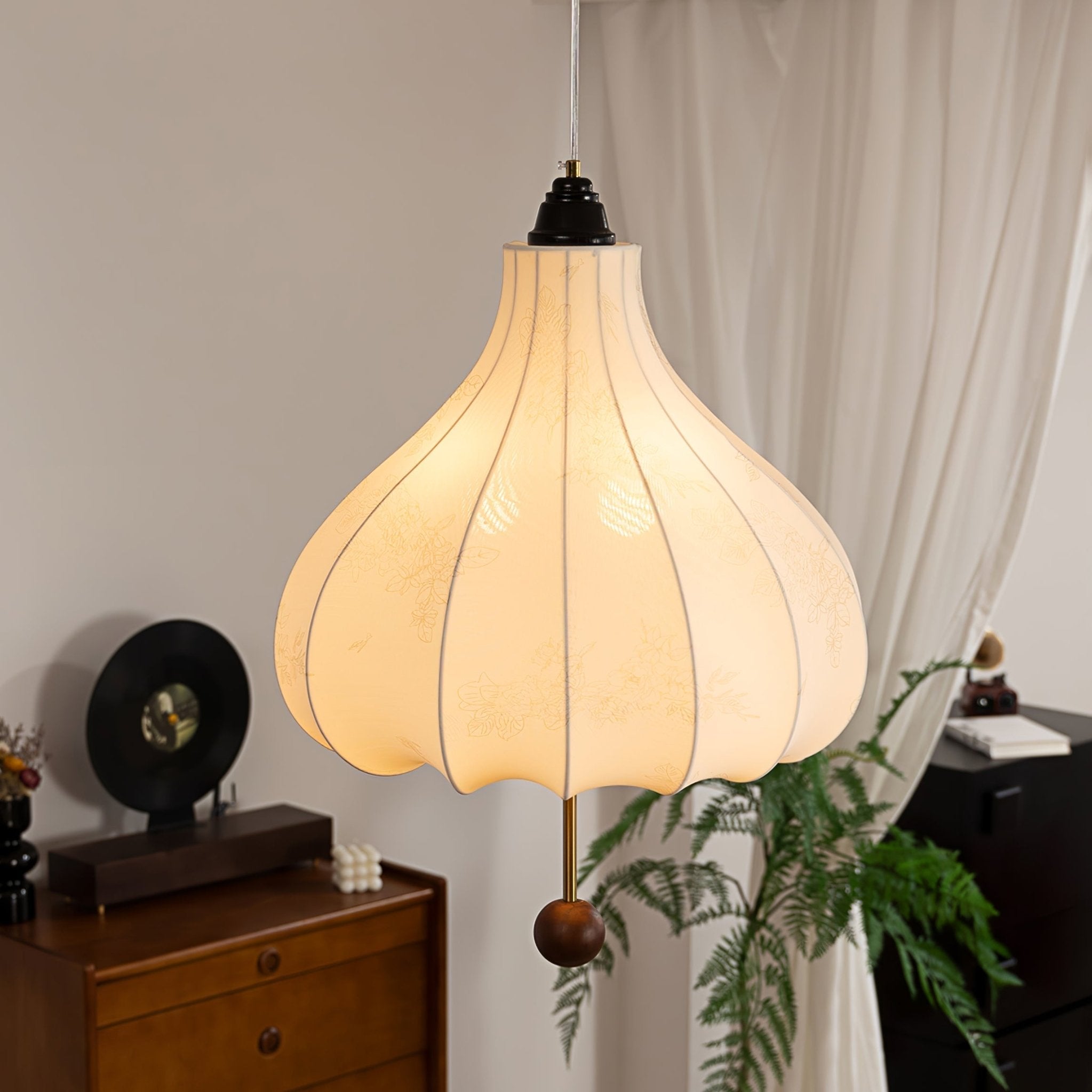 Orbitio Fabric Wood Pendant Light - Letslighting