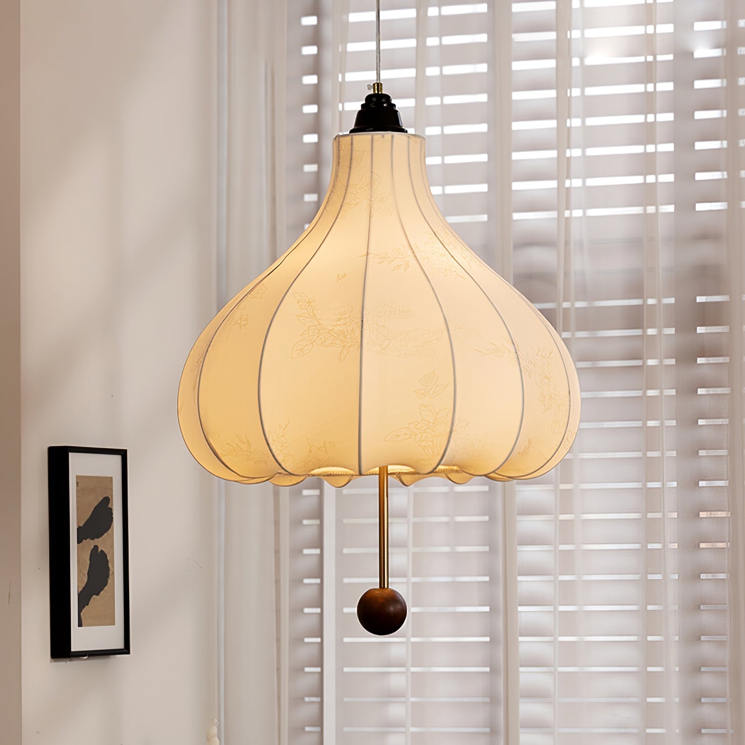 Orbitio Fabric Wood Pendant Light - Letslighting