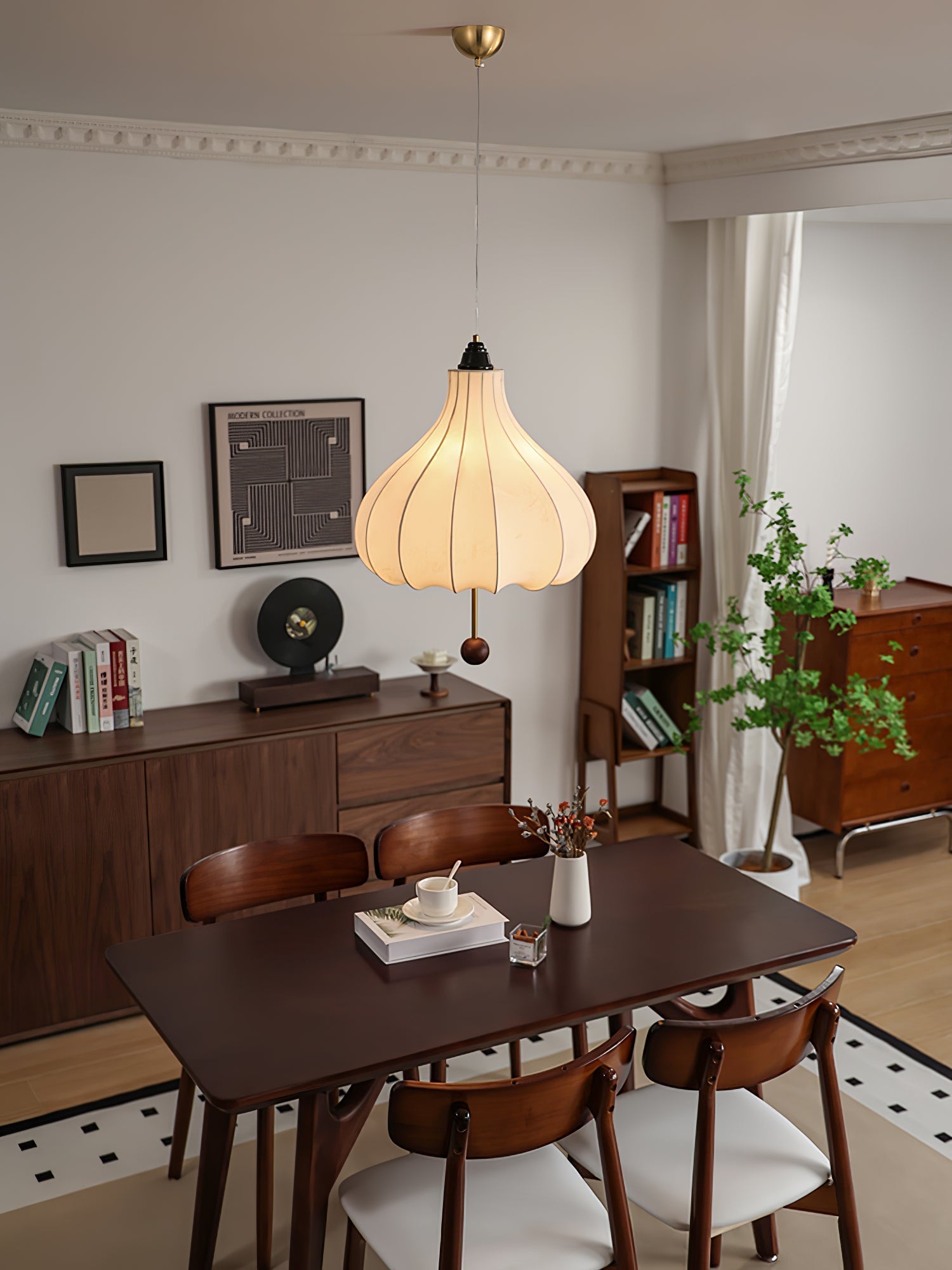 Orbitio Fabric Wood Pendant Light - Letslighting