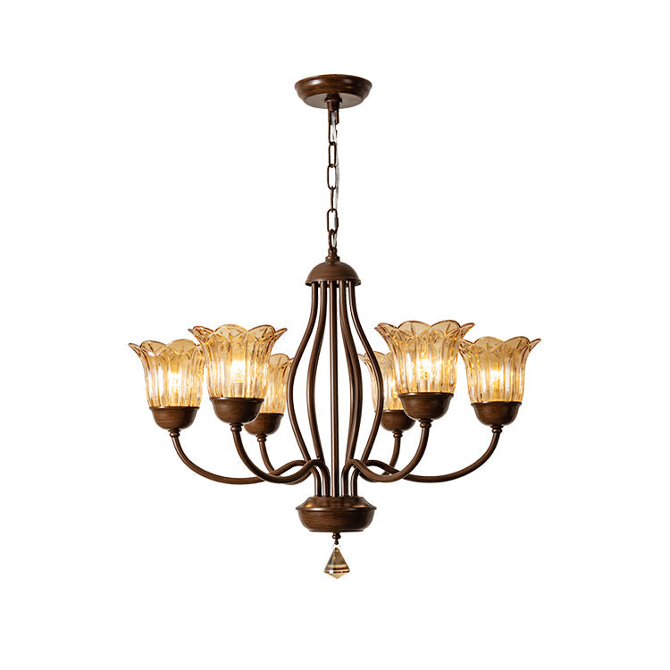 Brume Vintage Industrial Amber Glass Chandelier - Letslighting