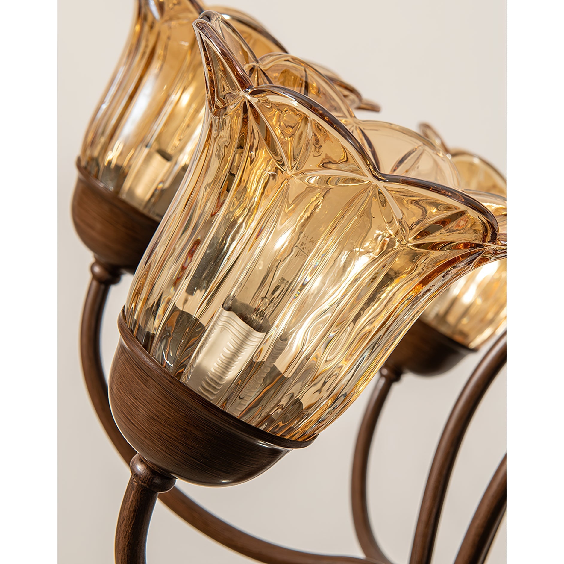 Brume Vintage Industrial Amber Glass Chandelier - Letslighting