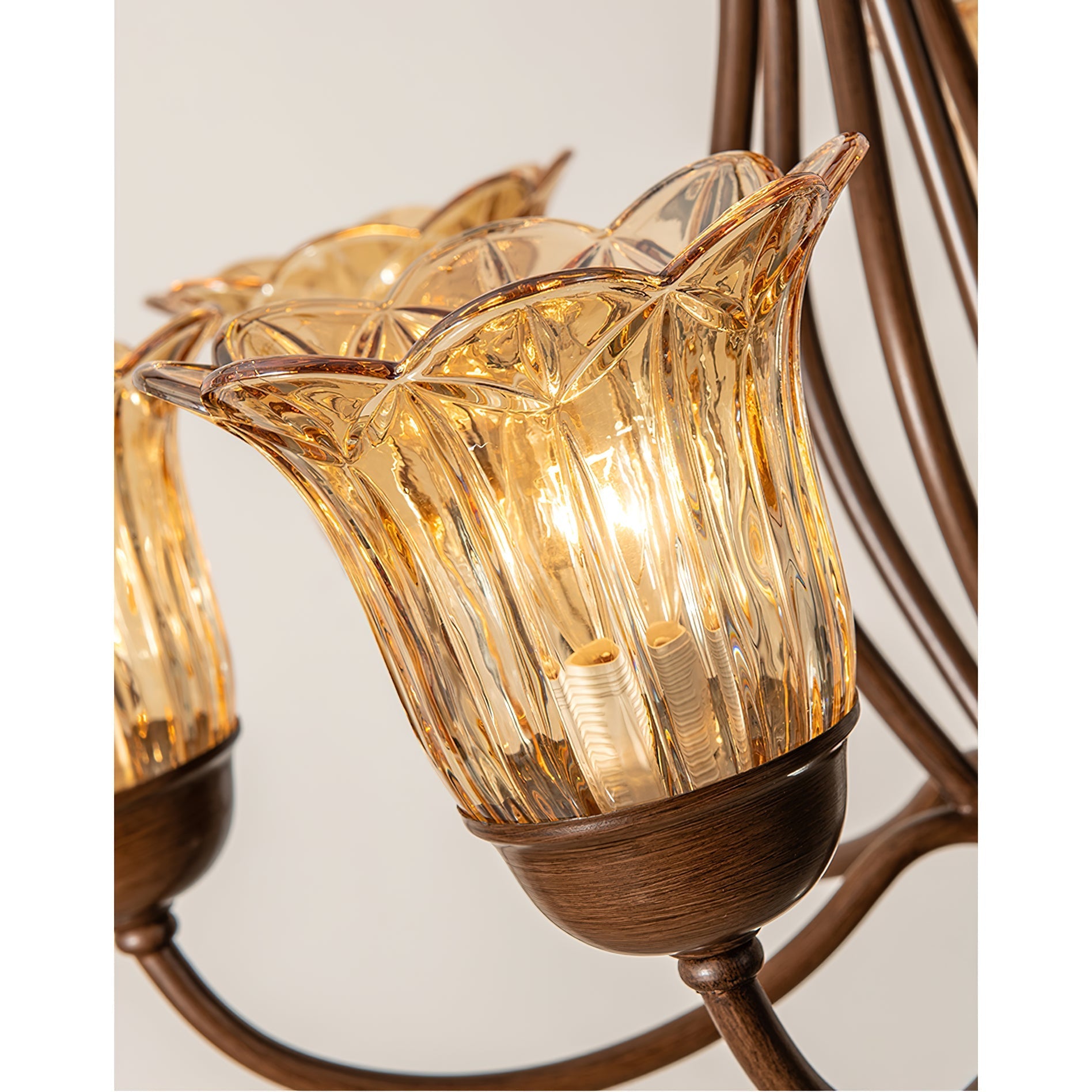 Brume Vintage Industrial Amber Glass Chandelier - Letslighting