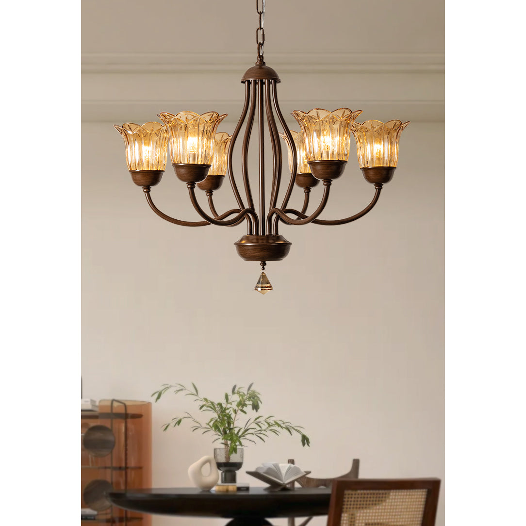 Brume Vintage Industrial Amber Glass Chandelier - Letslighting