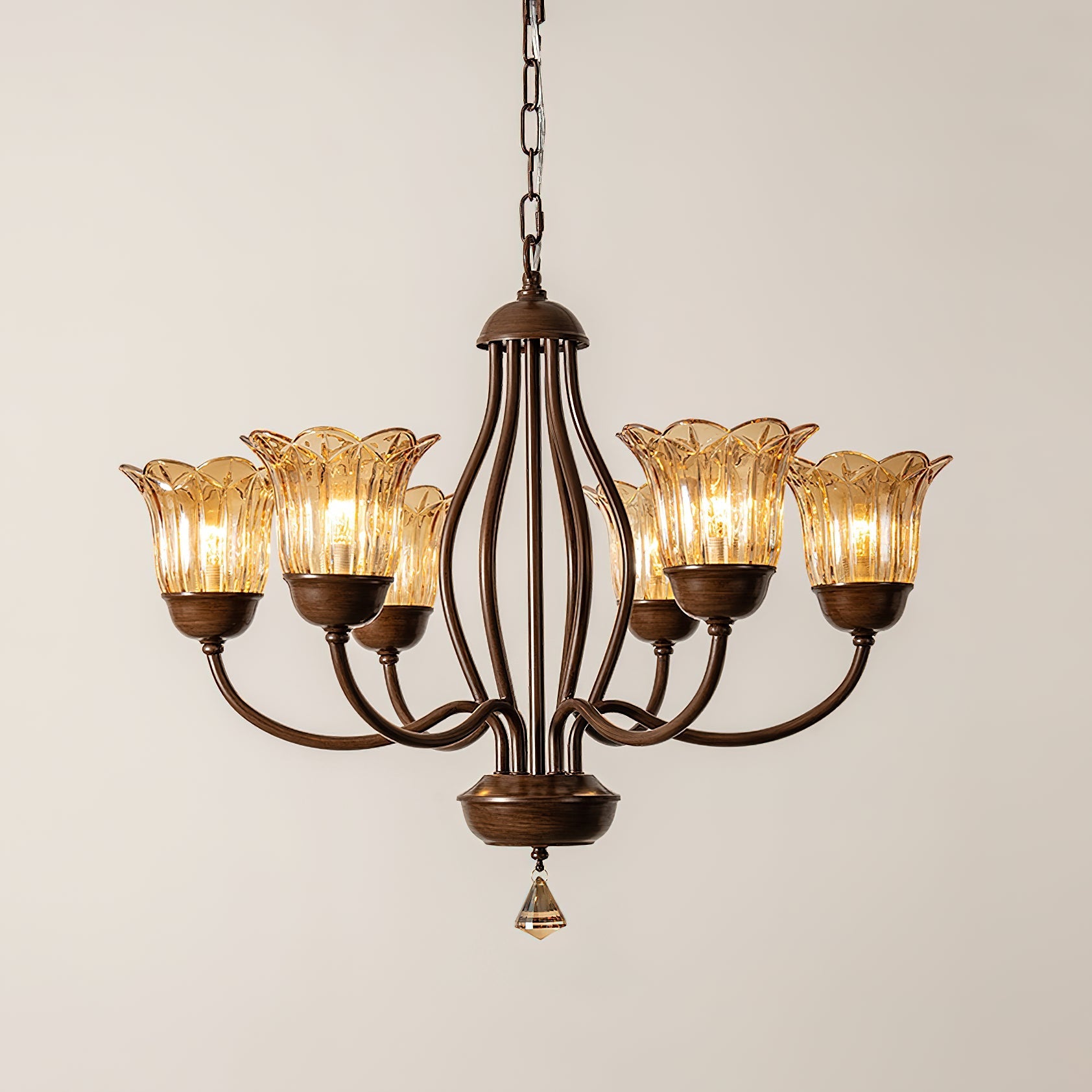 Brume Vintage Industrial Amber Glass Chandelier - Letslighting