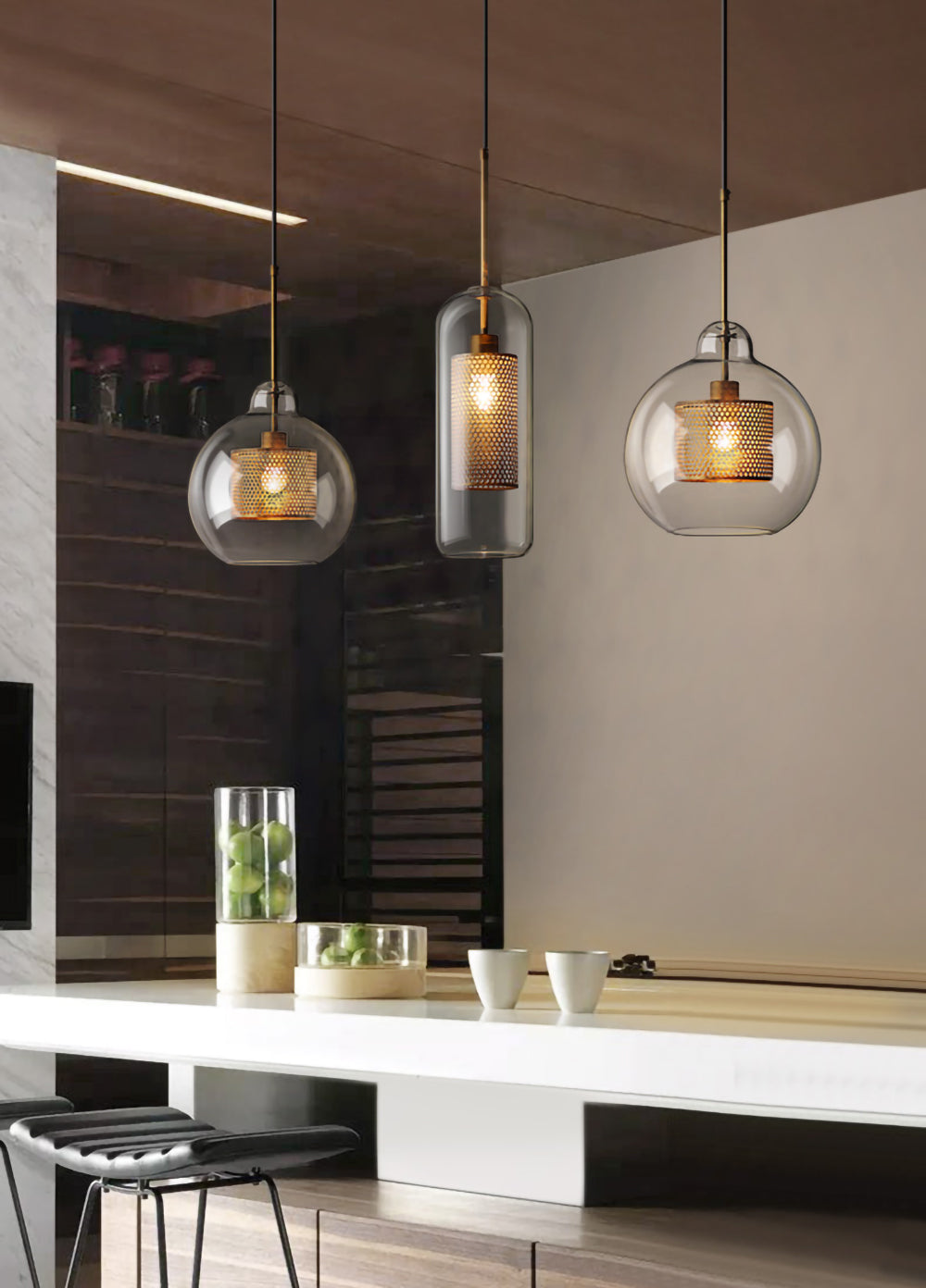 Lustra Pendant Lamp Chiswick Glass for Living Room - Letslighting