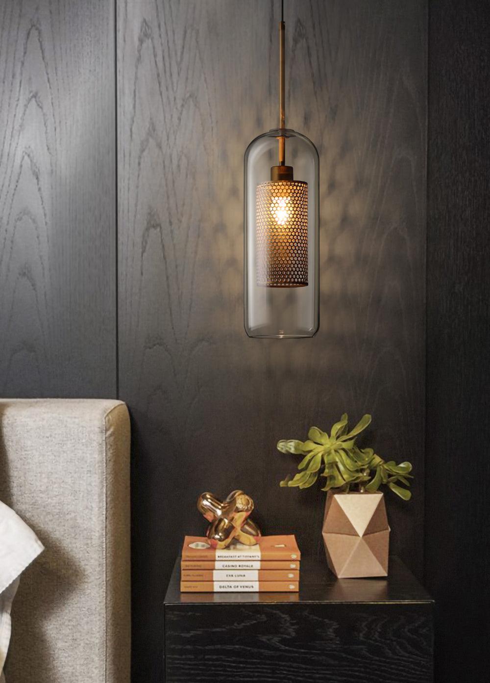 Lustra Pendant Lamp Glass Gold Mesh for Dining Room - Letslighting