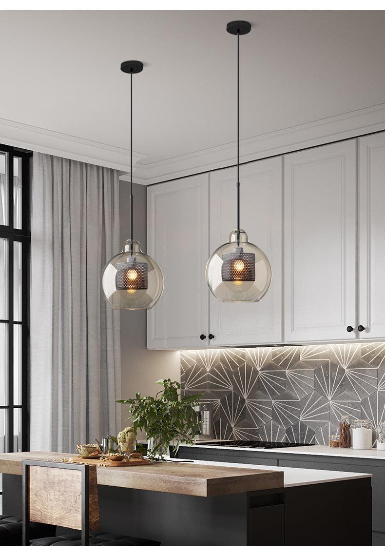 Lustra Pendant Lamp Glass Gold Mesh for Dining Room - Letslighting