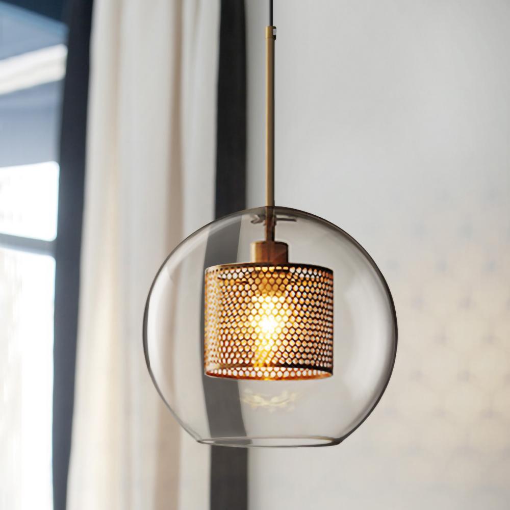 Lustra Pendant Lamp Glass Gold Mesh for Dining Room - Letslighting