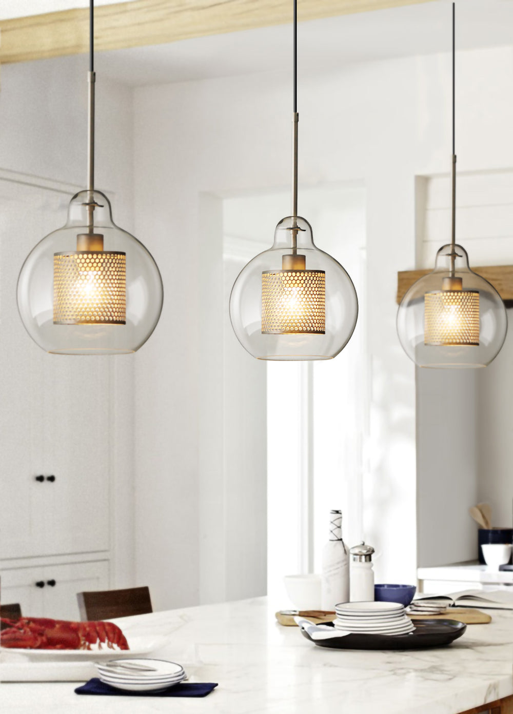 Lustra Pendant Lamp Chiswick Glass for Living Room - Letslighting