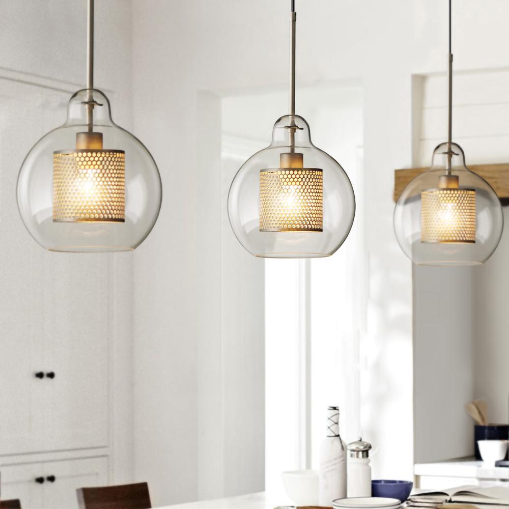 Lustra Pendant Lamp Glass Gold Mesh for Dining Room - Letslighting