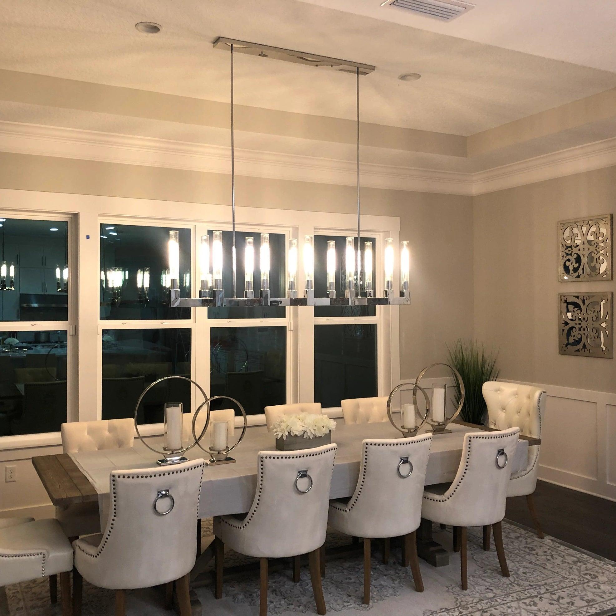 Brass rectangular glass chandeliers - Letslighting