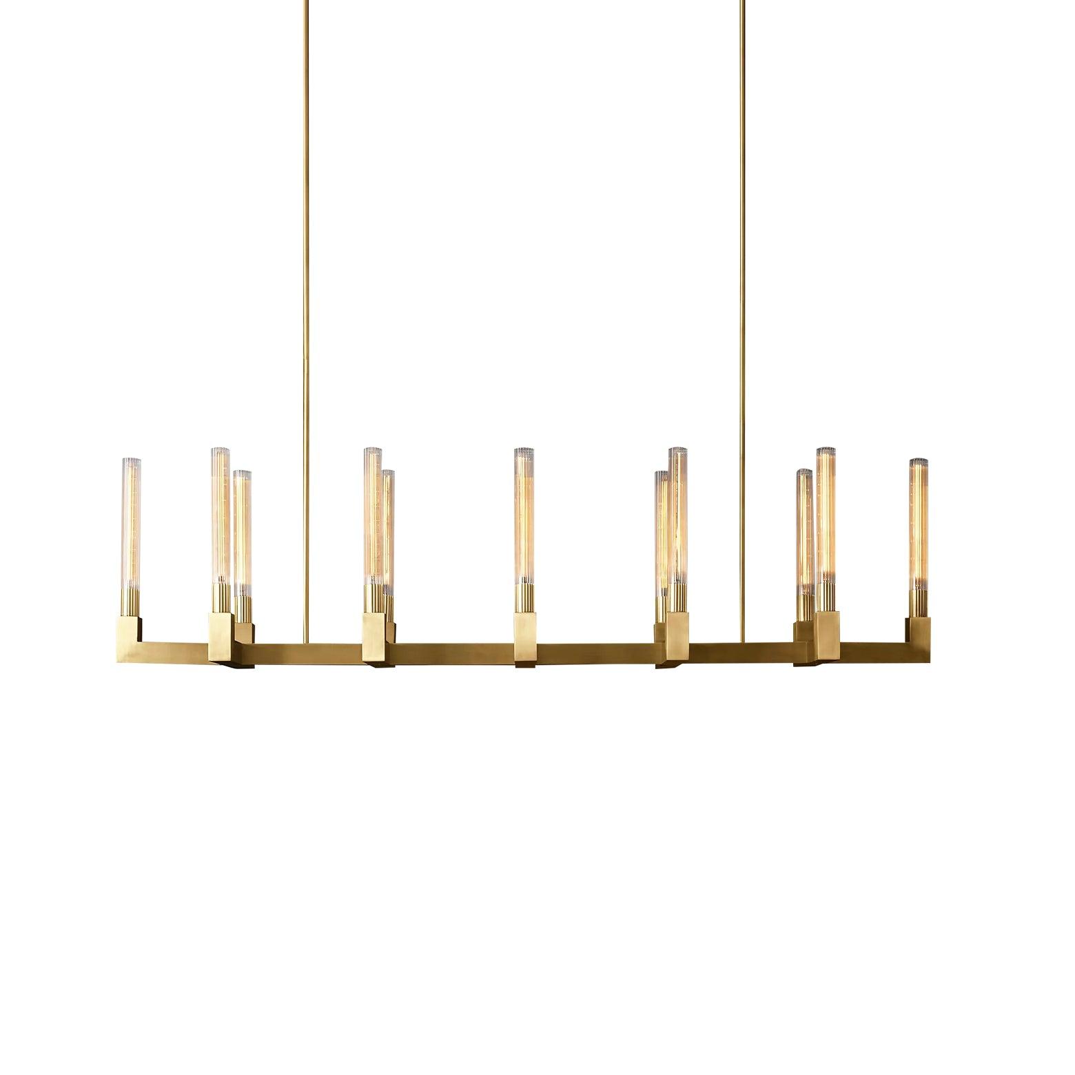 Brass rectangular glass chandeliers - Letslighting