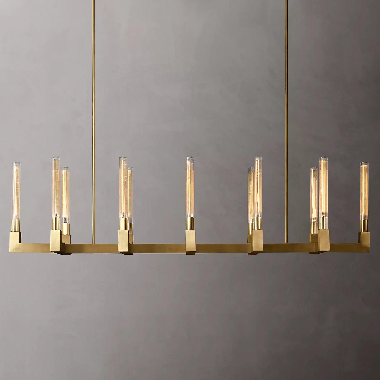 Brass rectangular glass chandeliers - Letslighting