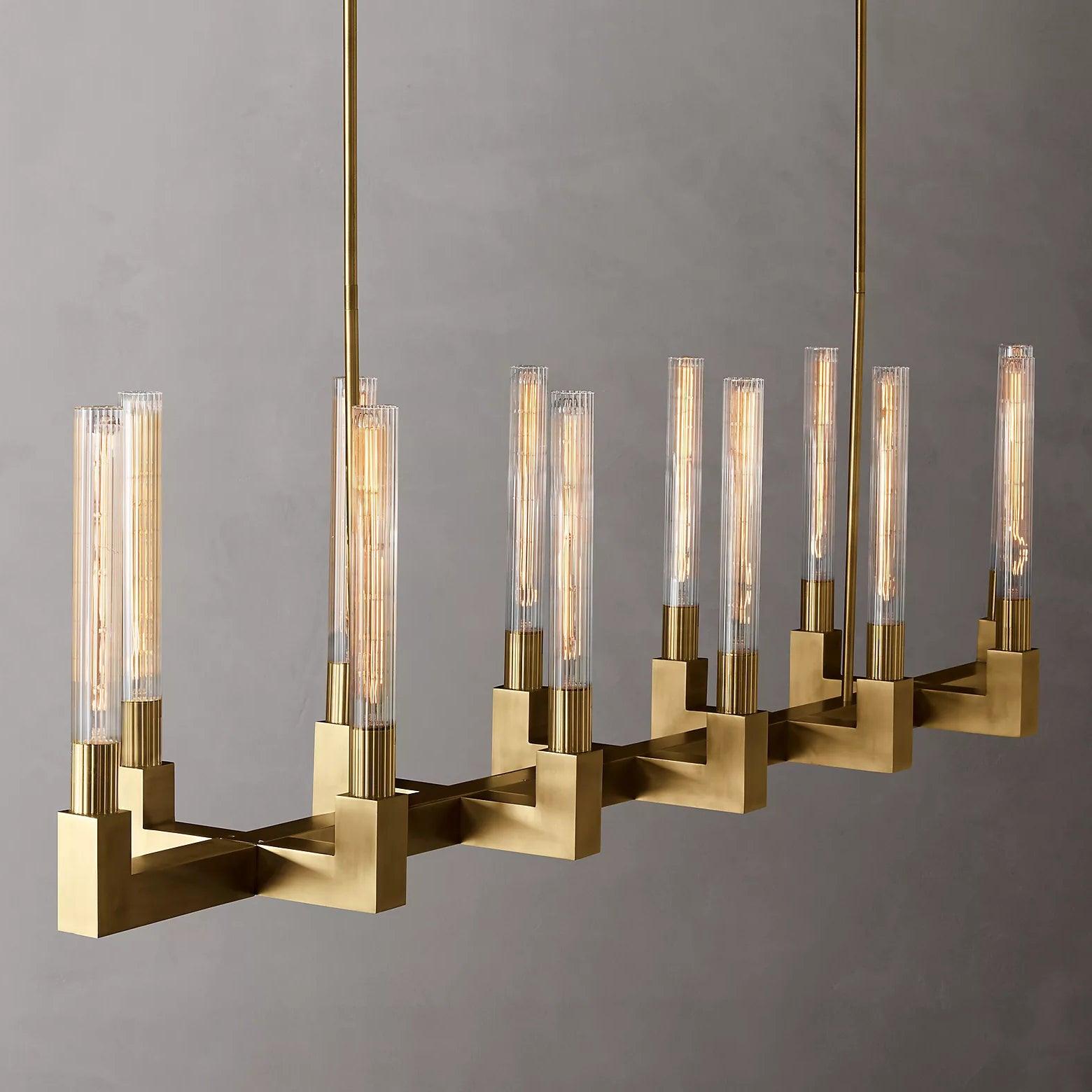 Brass rectangular glass chandeliers - Letslighting