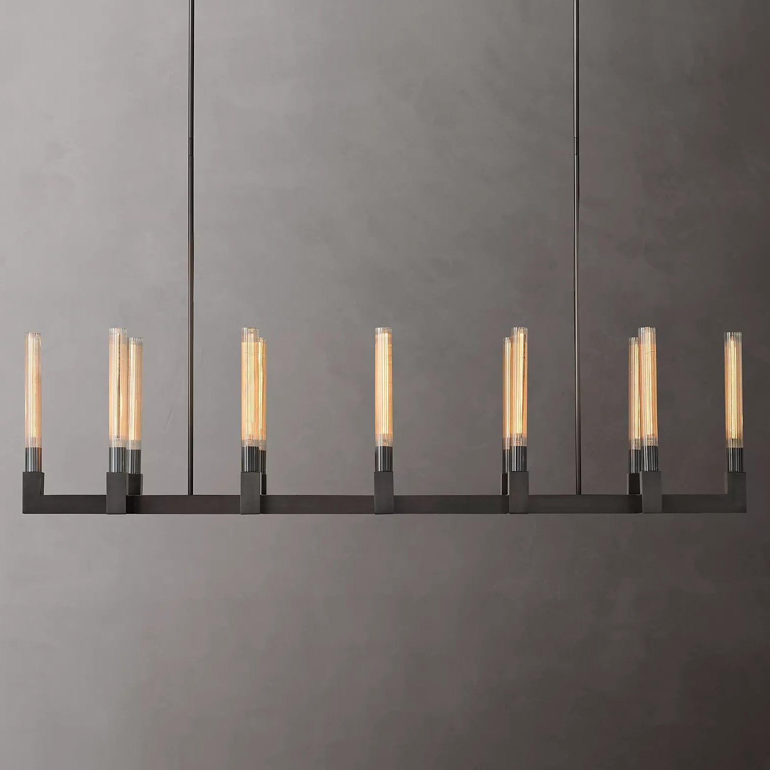 Brass rectangular glass chandeliers - Letslighting