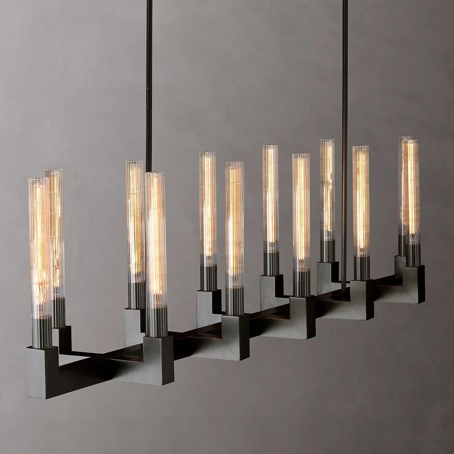 Brass rectangular glass chandeliers - Letslighting