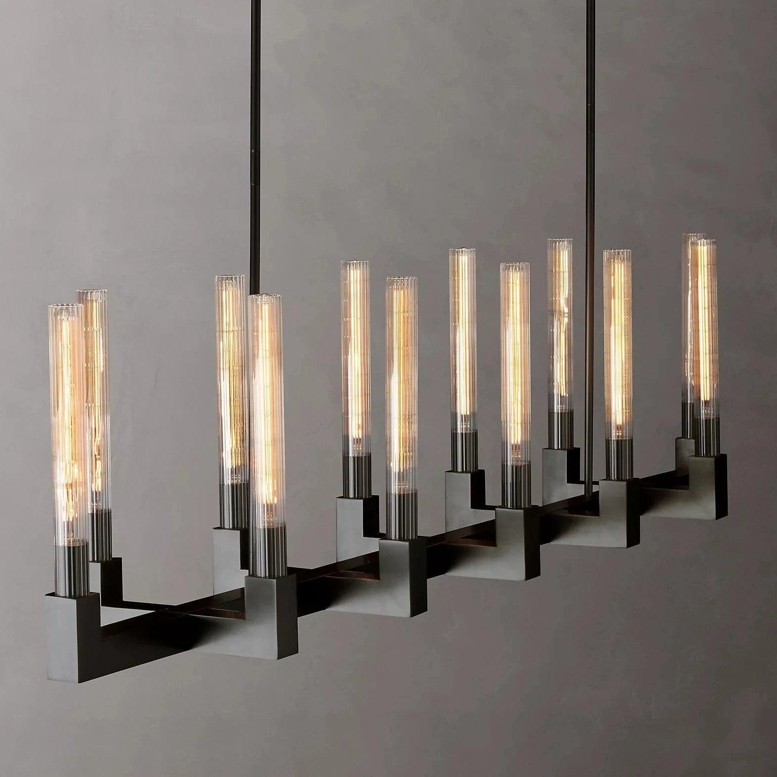 Brass rectangular glass chandeliers - Letslighting