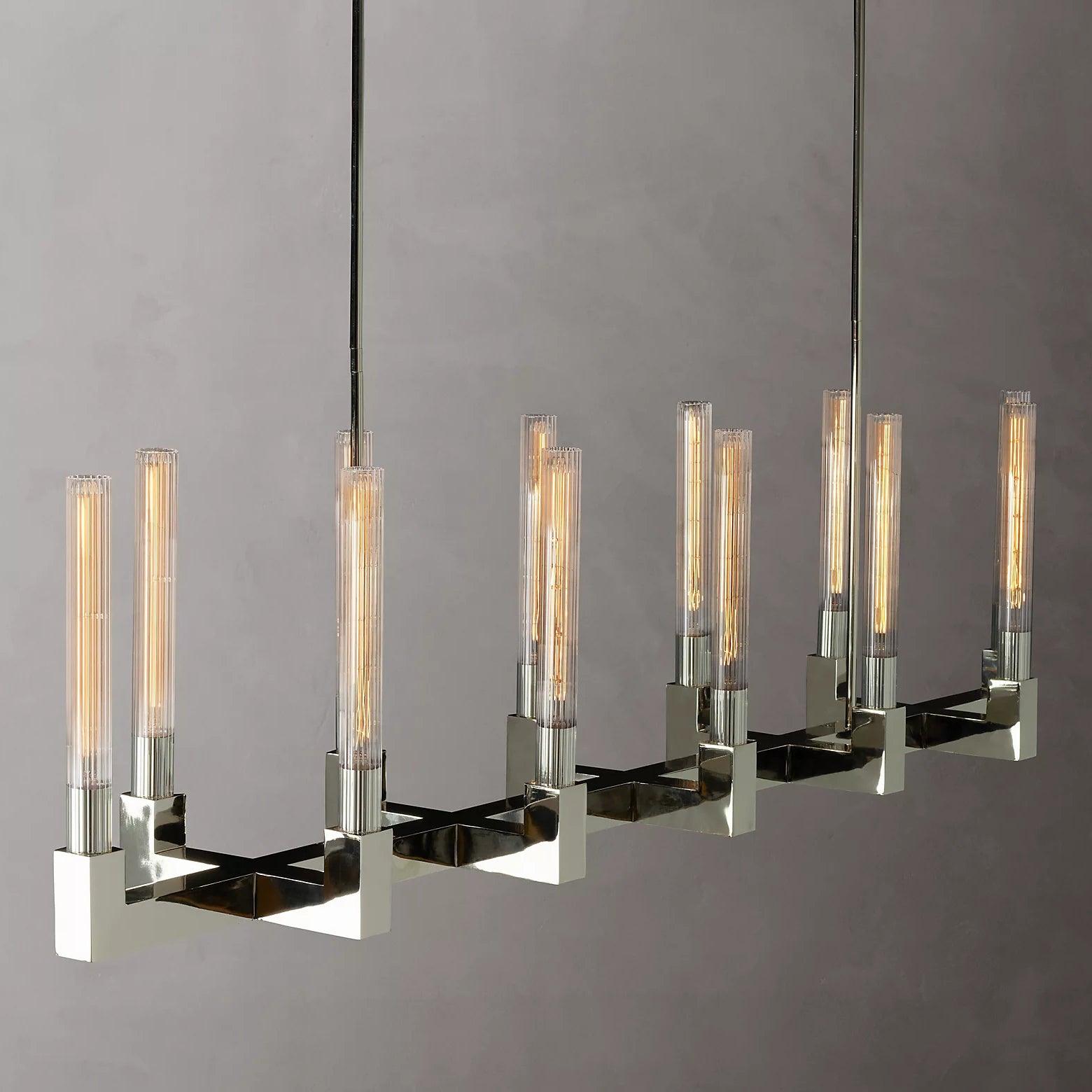 Brass rectangular glass chandeliers - Letslighting