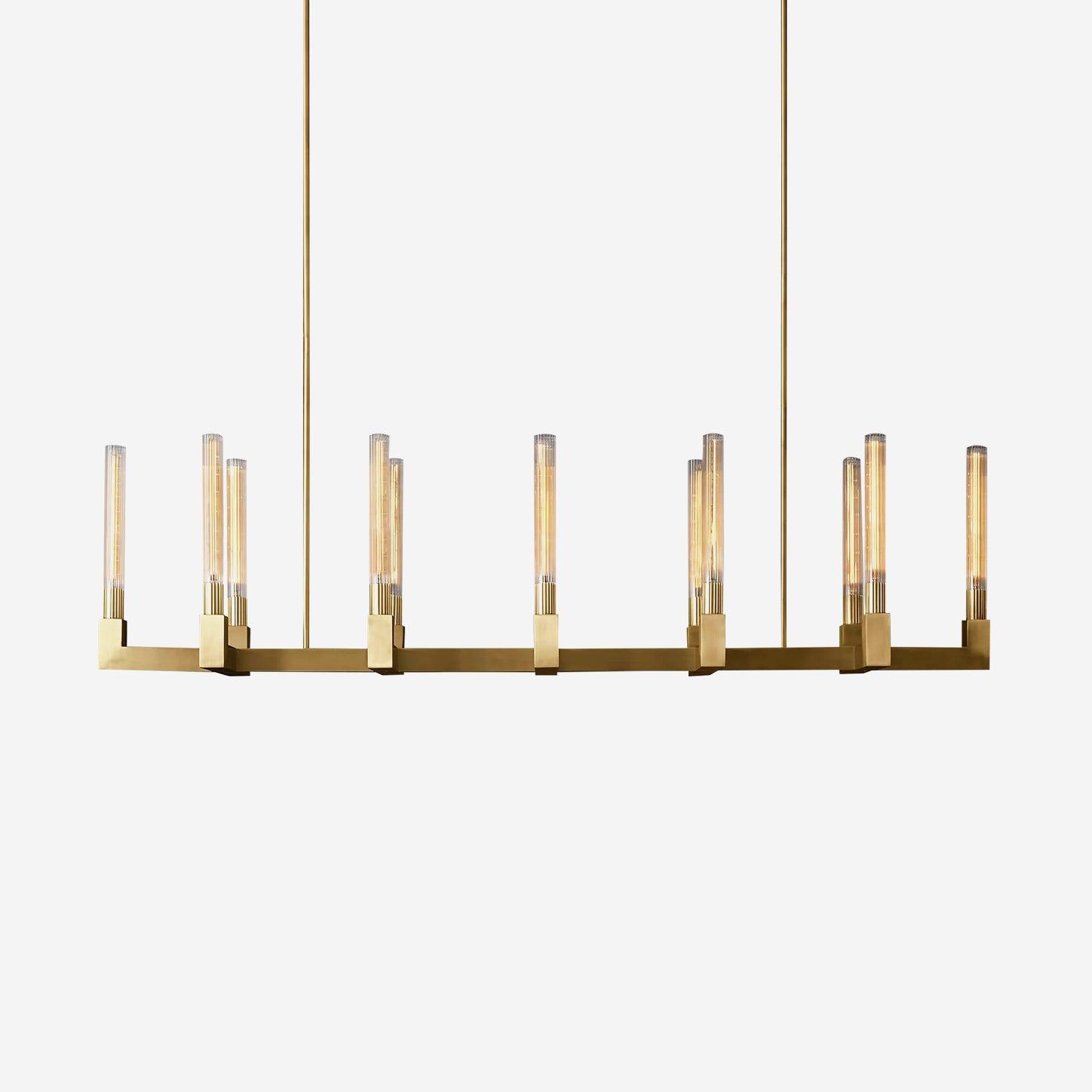 Brass rectangular glass chandeliers - Letslighting