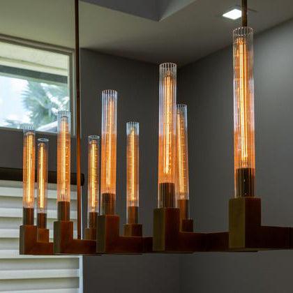 Brass rectangular glass chandeliers - Letslighting