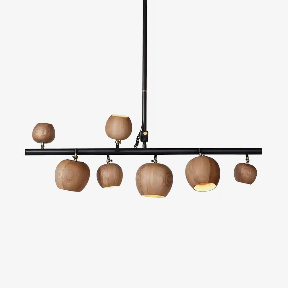Avelira Rustic Wood Globe Linear Pendant Light - Letslighting
