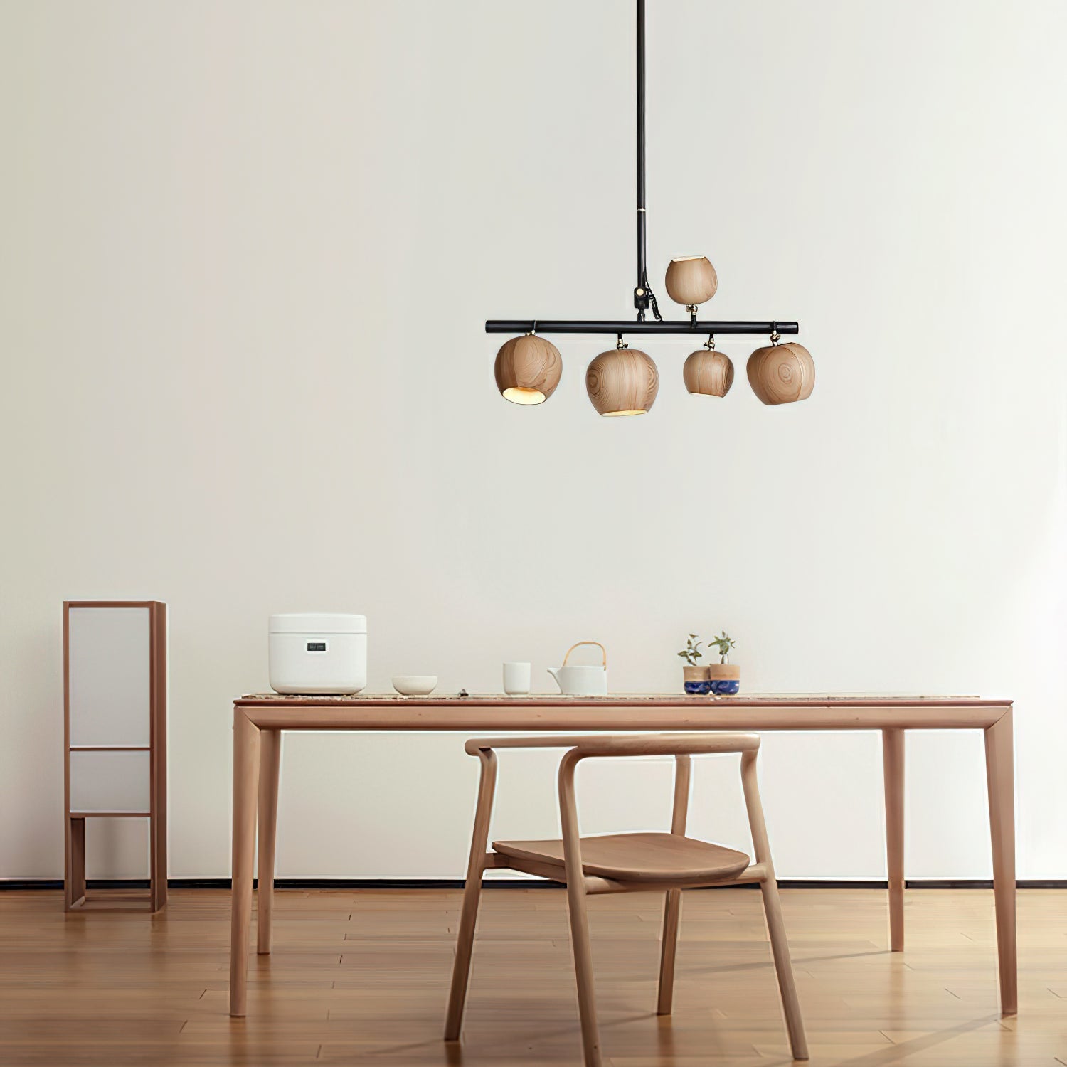 Avelira Rustic Wood Globe Linear Pendant Light - Letslighting