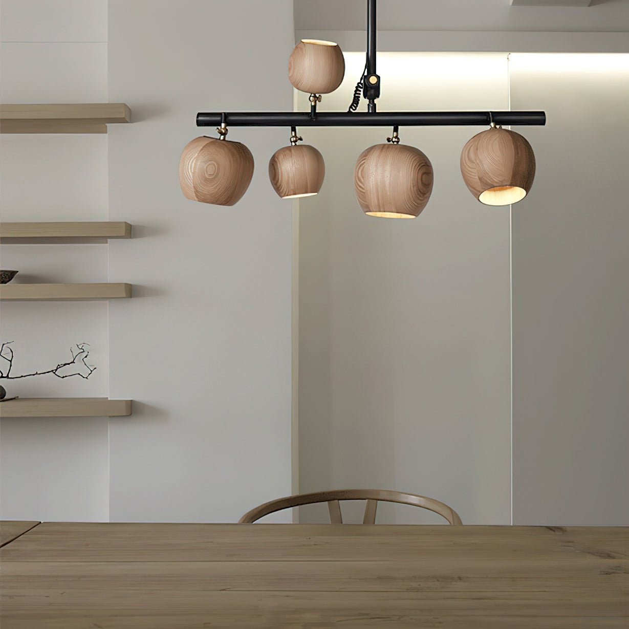 Avelira Rustic Wood Globe Linear Pendant Light - Letslighting