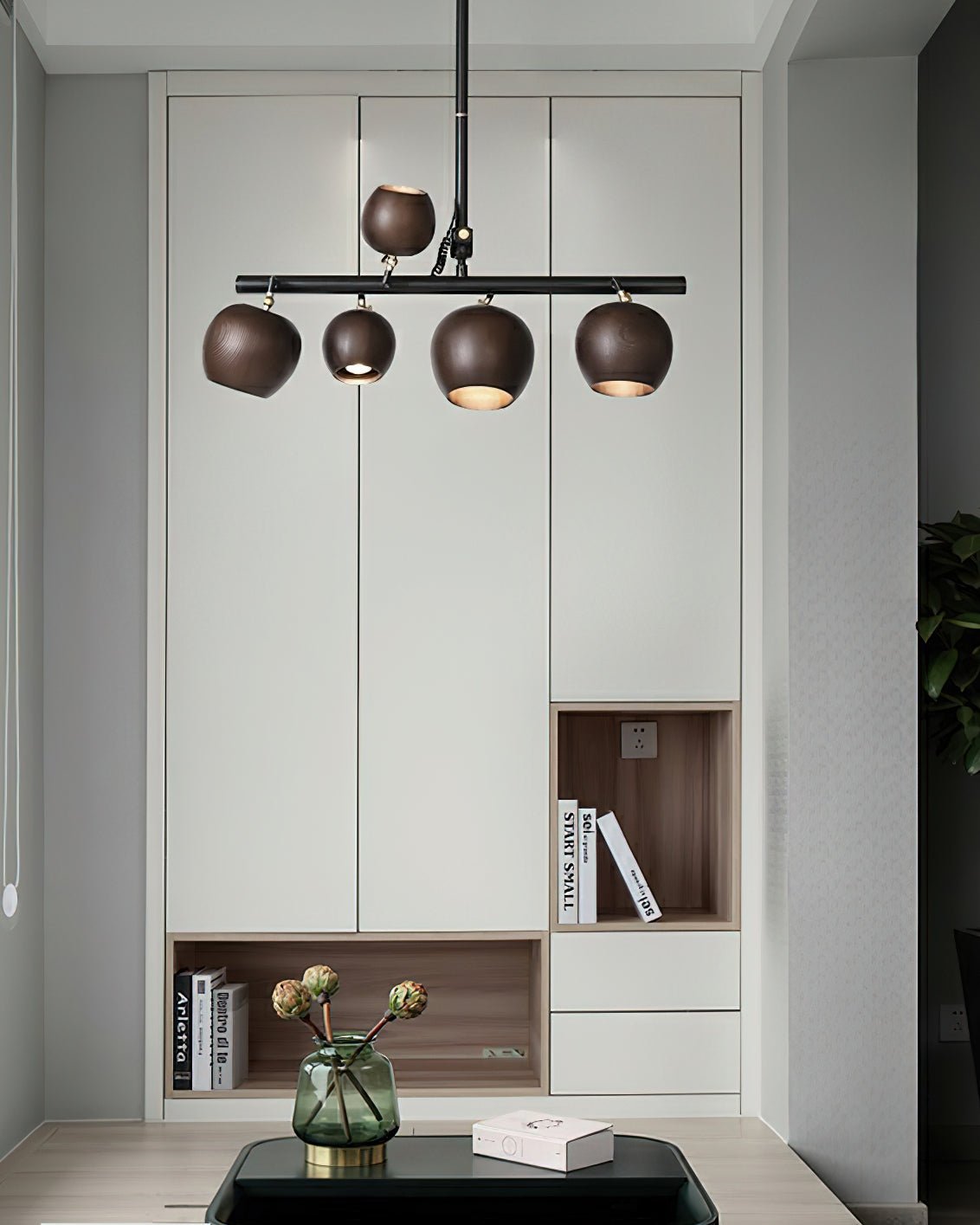 Avelira Rustic Wood Globe Linear Pendant Light - Letslighting