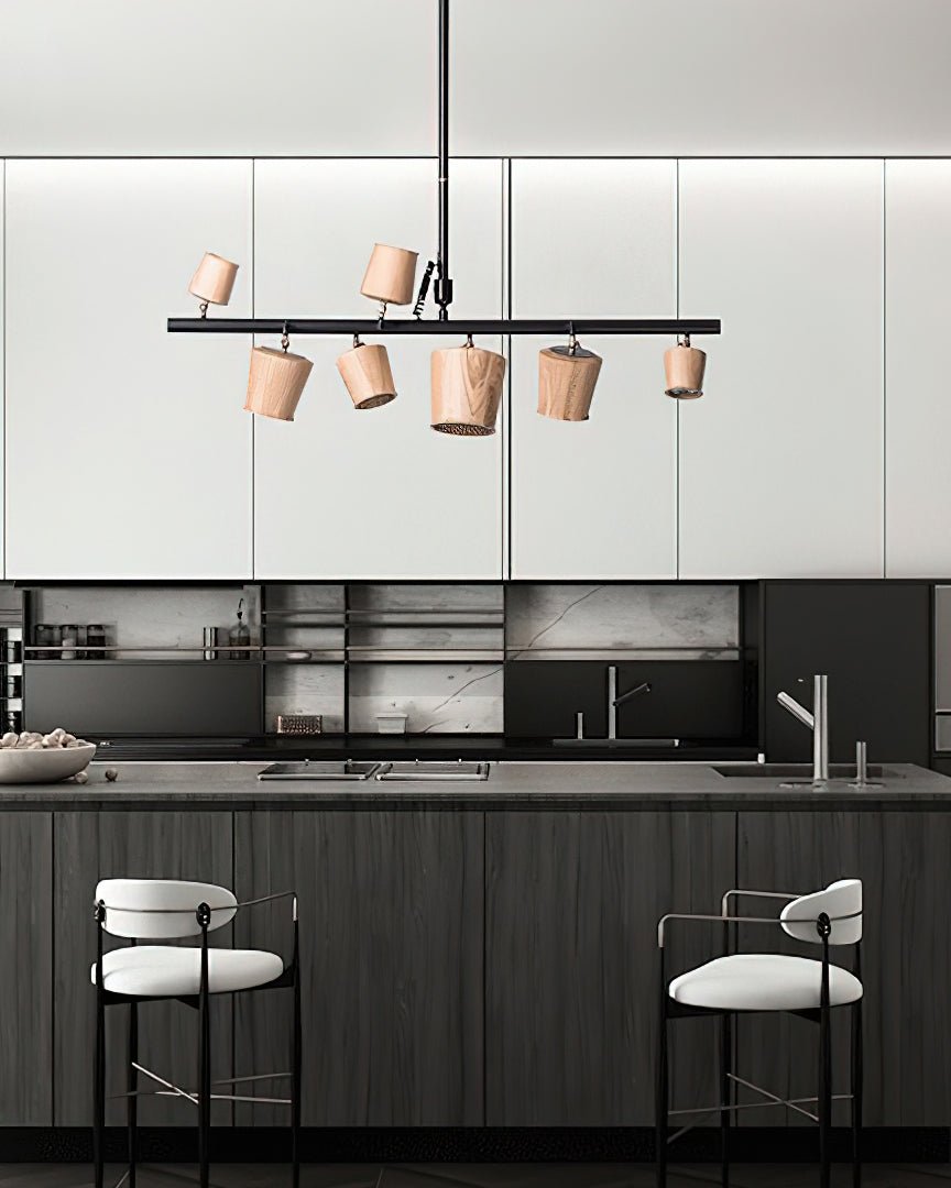 Avelira Rustic Wood Globe Linear Pendant Light - Letslighting