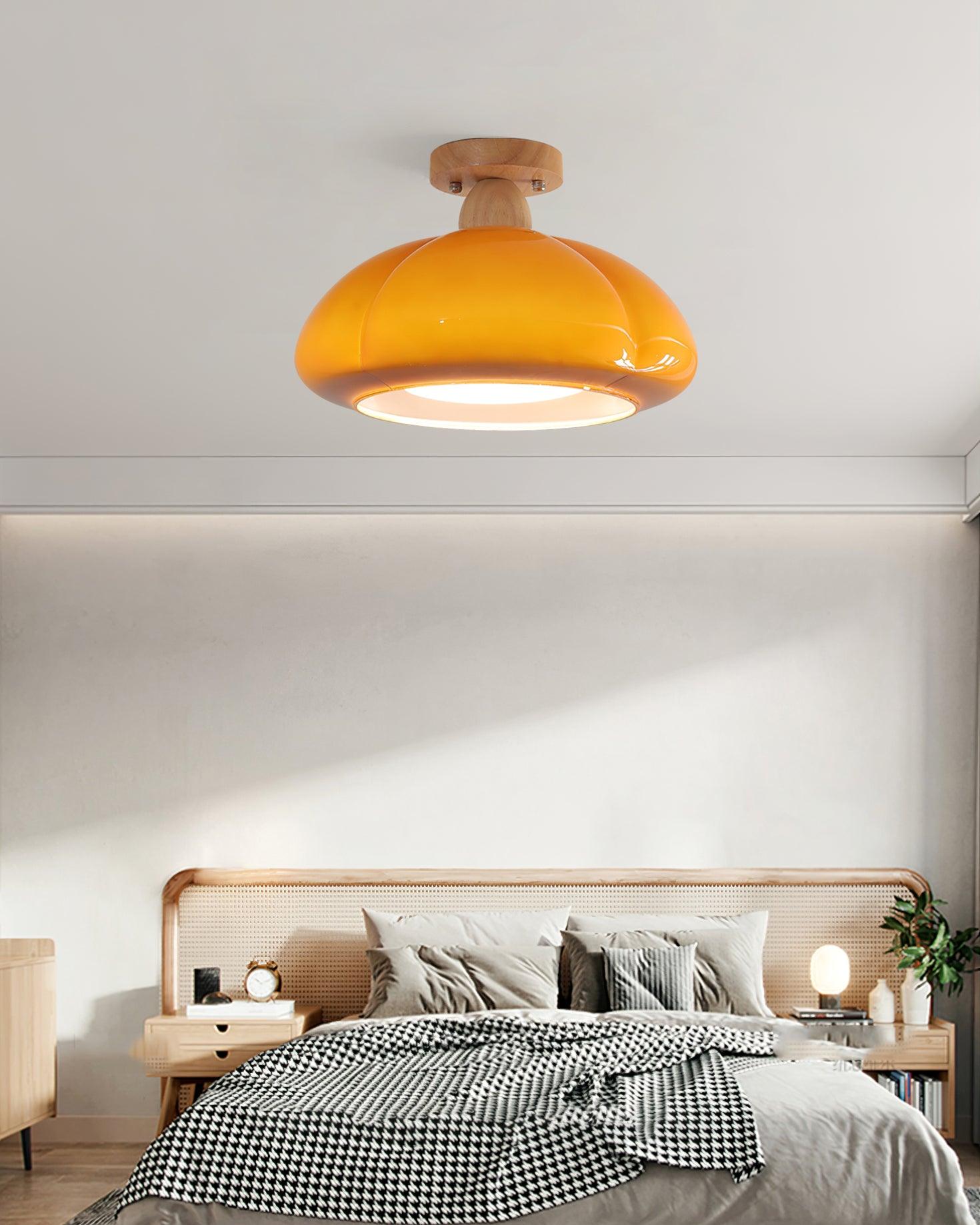 Ambrina Amber Glass Semi Flush Mount Ceiling Light - Letslighting