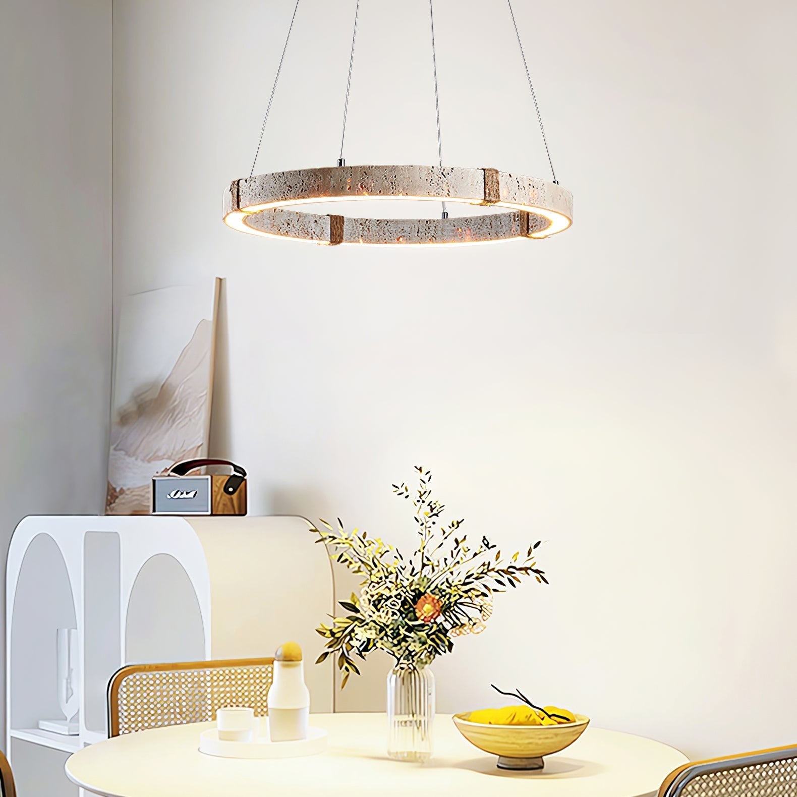 Ritta Ring  Travertine Pendant Light