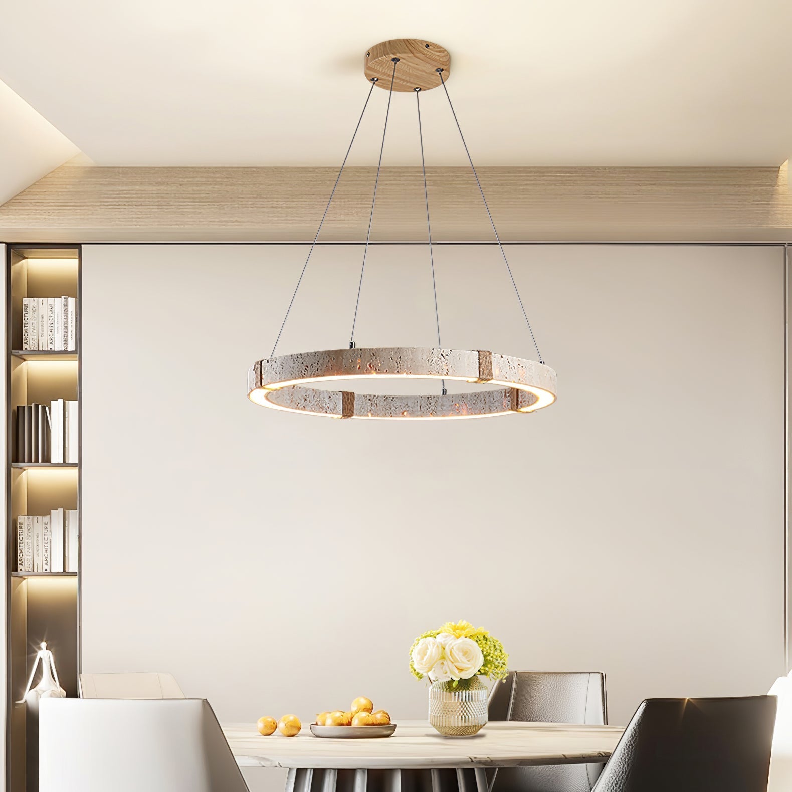 Ritta Ring  Travertine Pendant Light