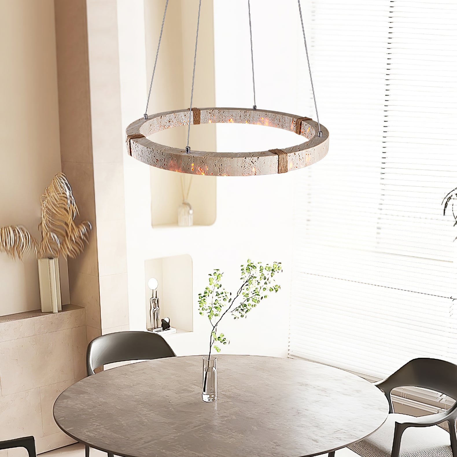 Ritta Ring  Travertine Pendant Light